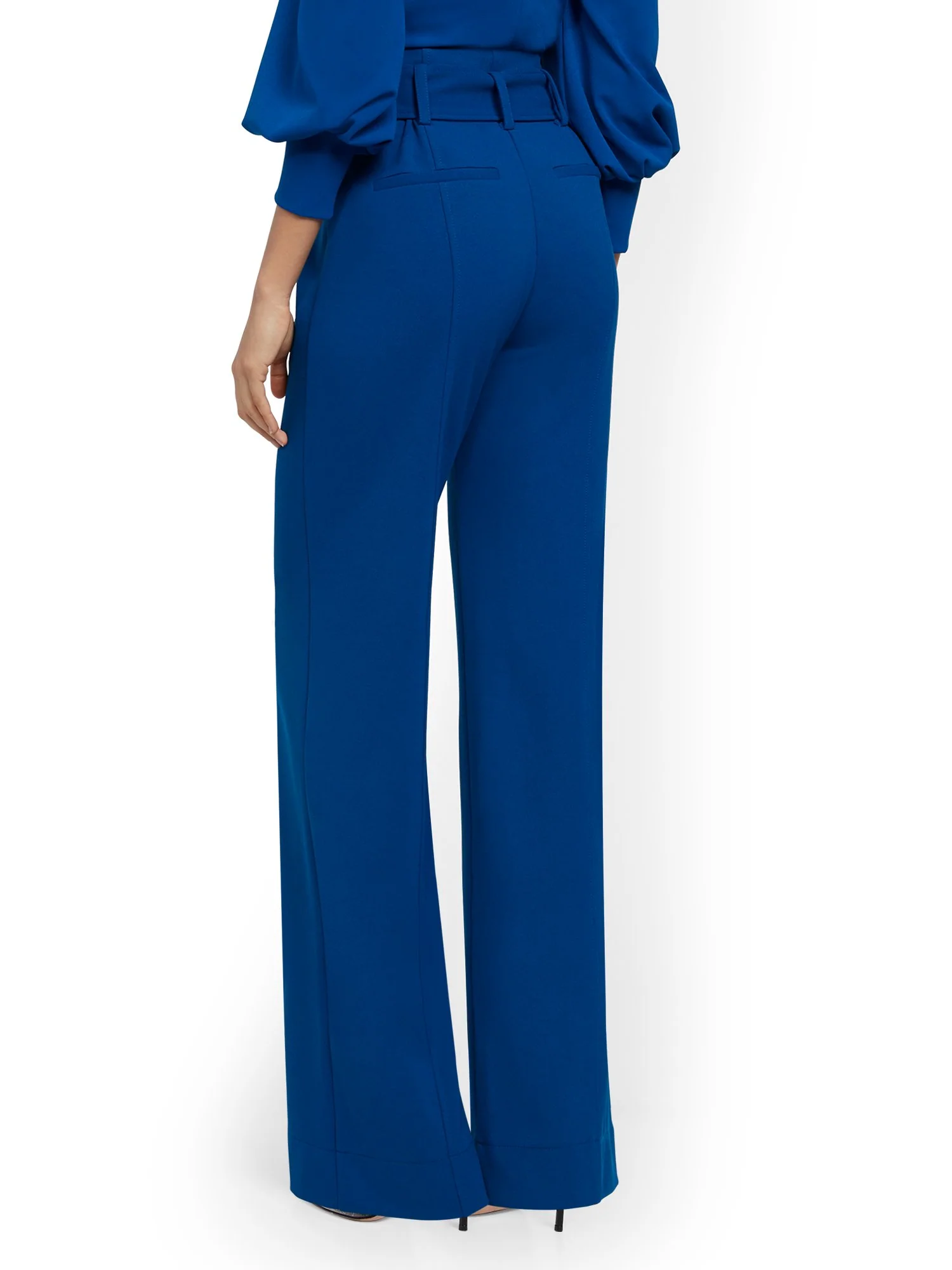 Petite Blue Wide-Leg Belted Pant - 7th Avenue - Image 3