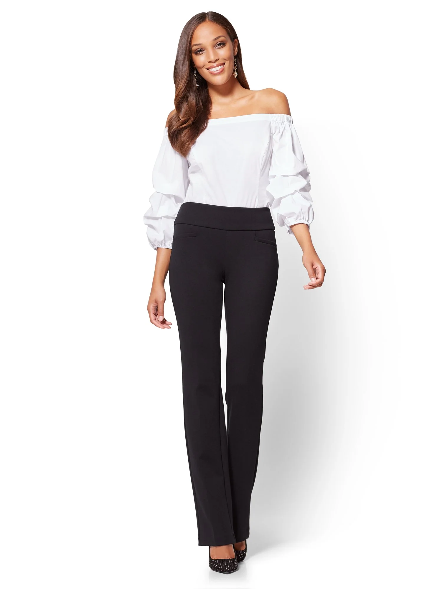 Petite Bootcut Pull-On Pant - Signature Fit - Ponte - 7th Avenue - Image 4