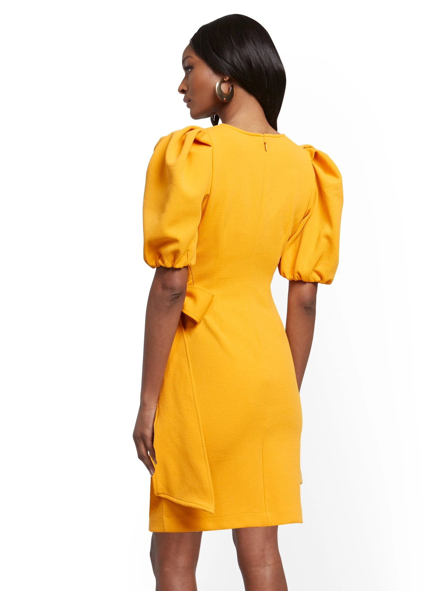 Petite Bow-Accent Pleated Sheath Dress - Image 3