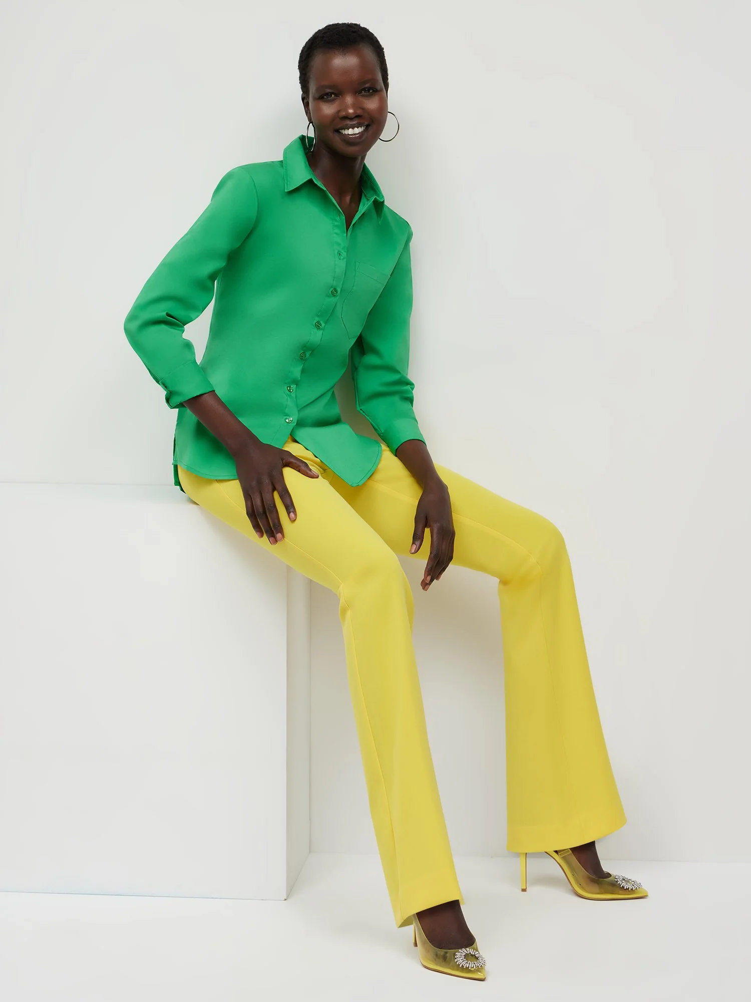 Petite Boyfriend Button-Front Secret Snap - NY&C Madison Shirt® - Image 14