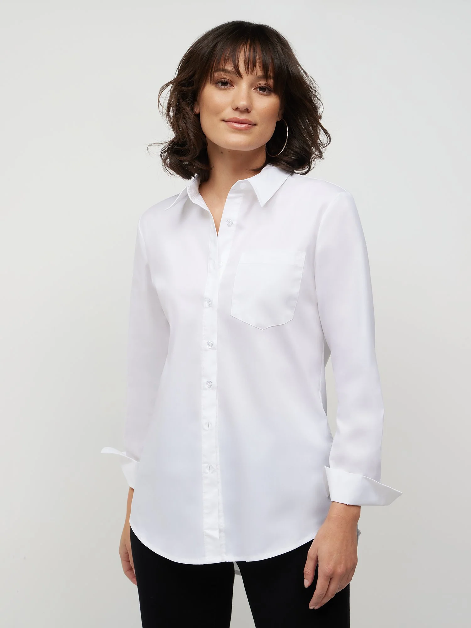 Petite Boyfriend Button-Front Secret Snap - NY&C Madison Shirt® - Image 5