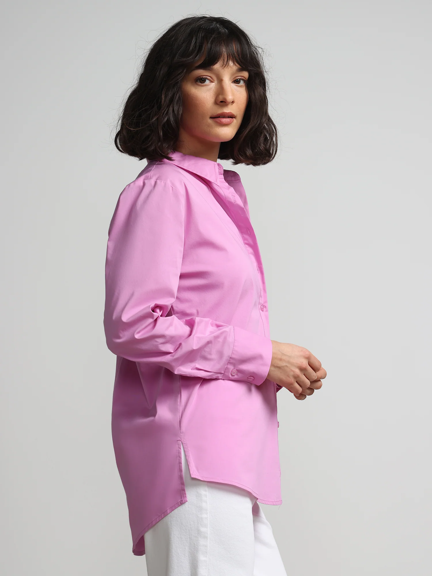 Petite Boyfriend Button-Front Secret Snap - NY&C Madison Shirt® - Image 9