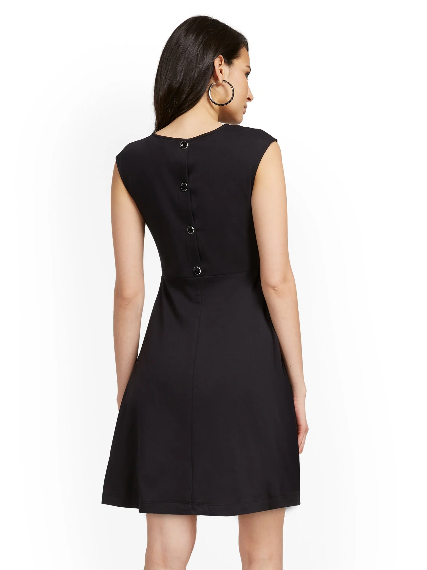 Petite Button-Back Fit and Flare Dress - City Knits - Image 3