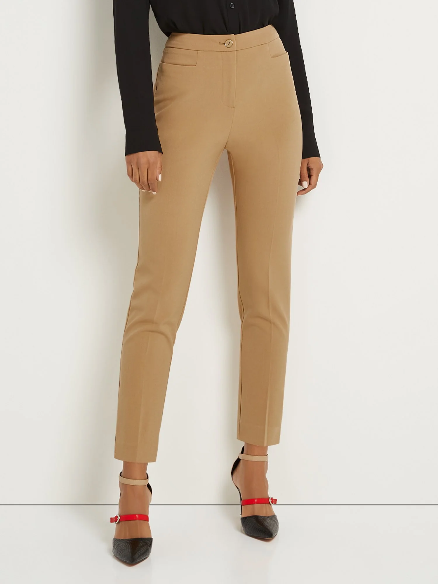 Petite Button-Waist Straight-Leg Ankle Pant - Essential Stretch - Image 11