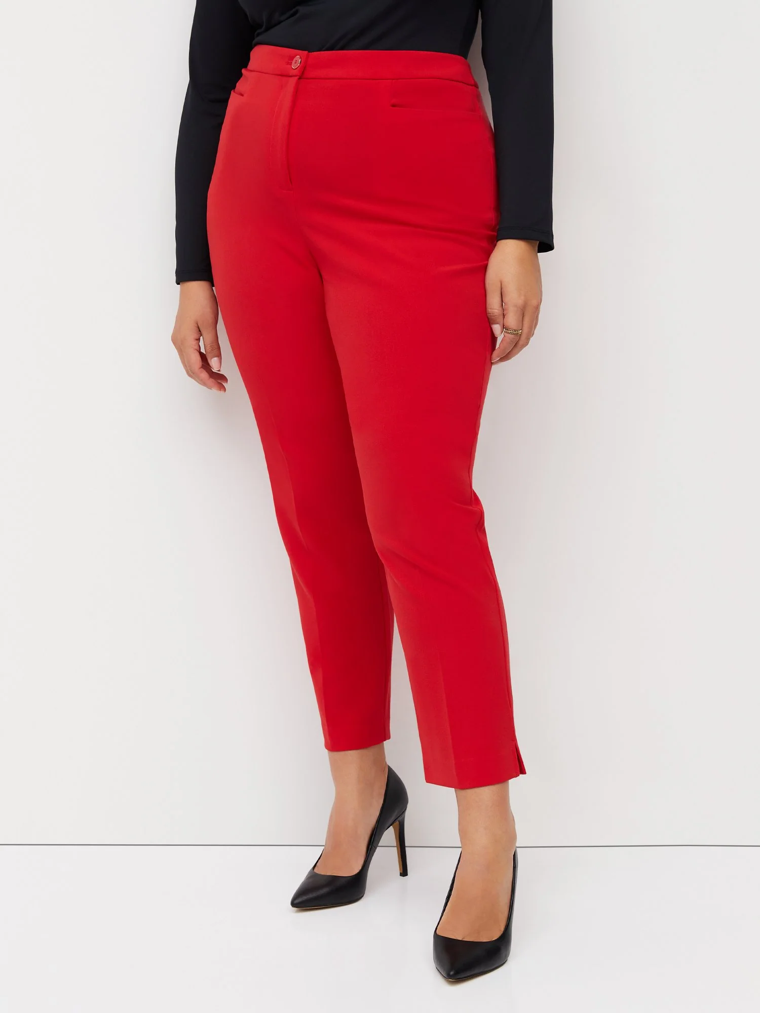 Petite Button-Waist Straight-Leg Ankle Pant - Essential Stretch - Image 22