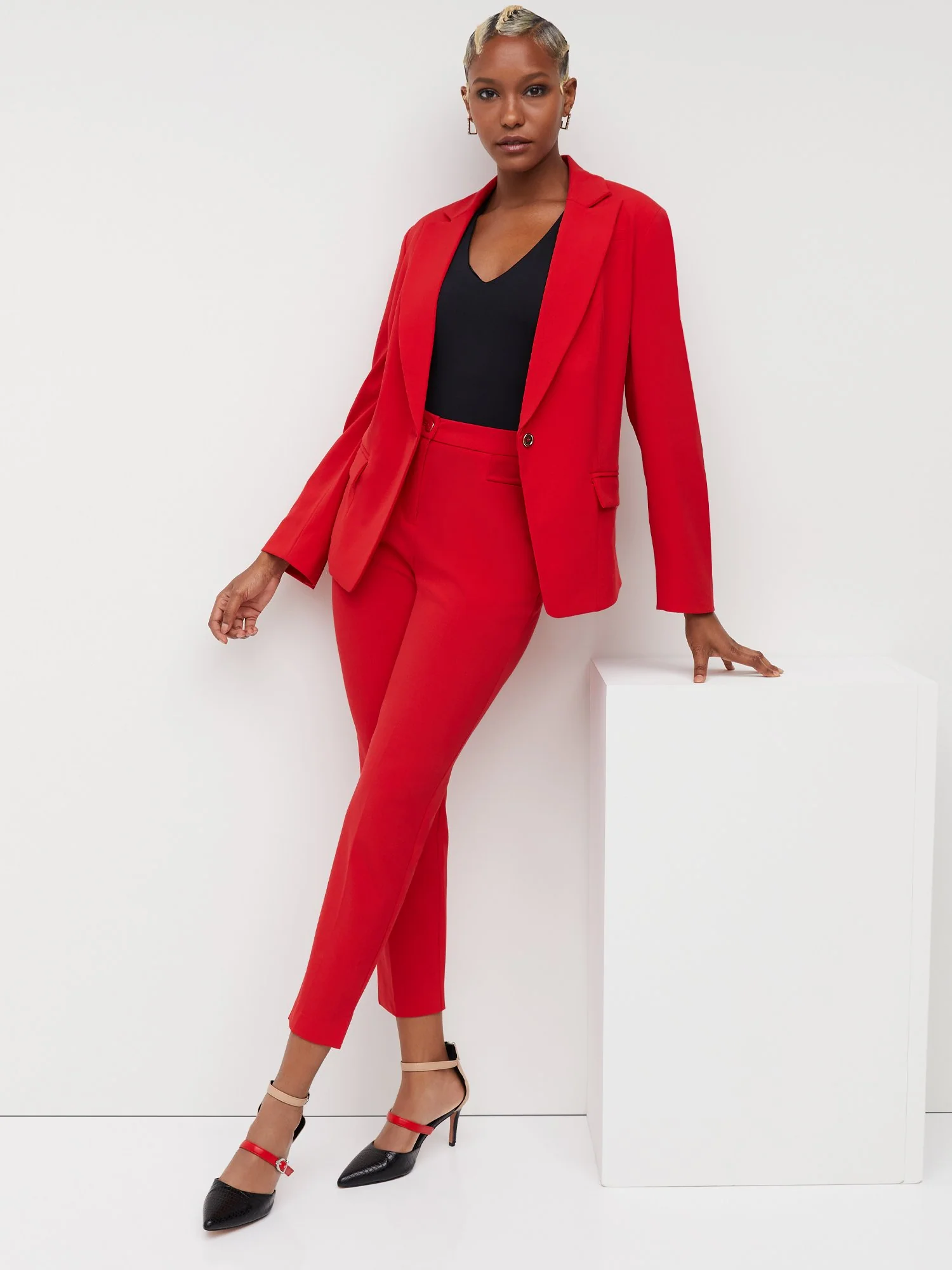 Petite Button-Waist Straight-Leg Ankle Pant - Essential Stretch - Image 24