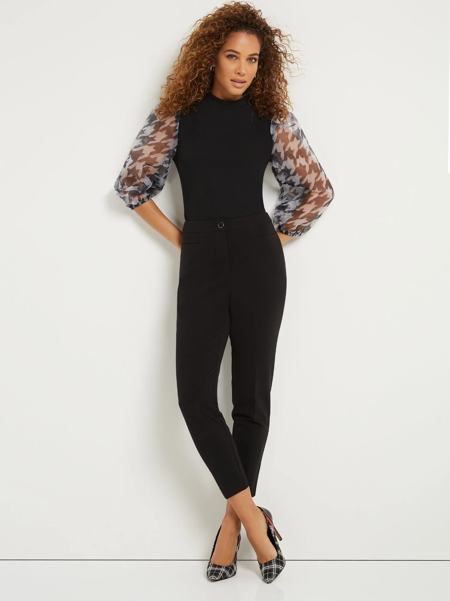 Petite Button-Waist Straight-Leg Ankle Pant - Essential Stretch - Image 4