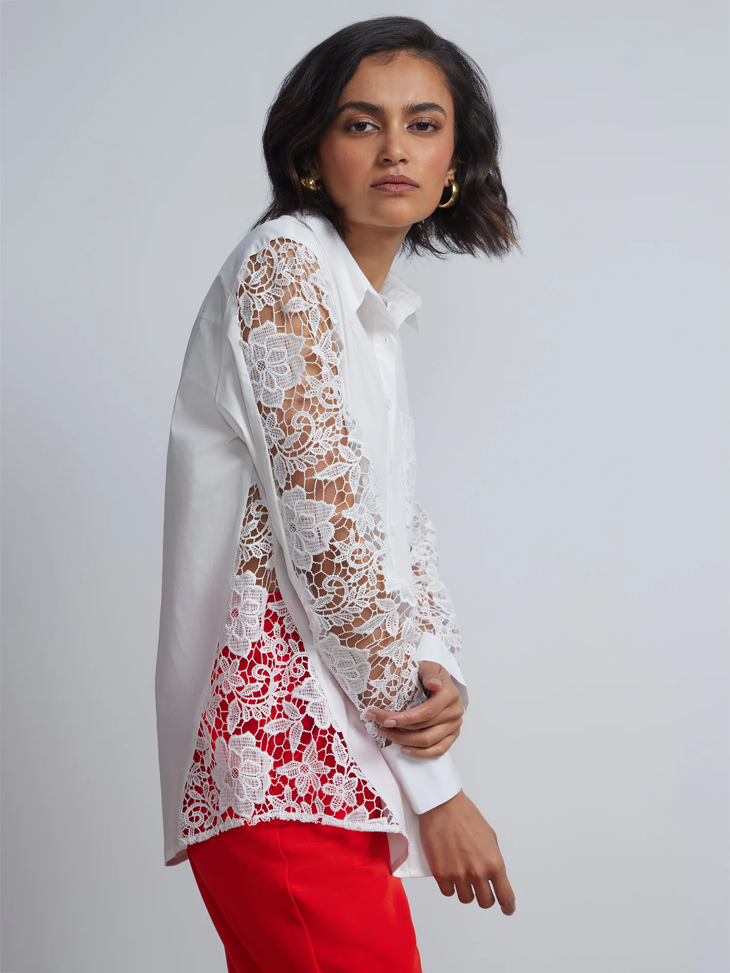 Petite Crochet Boyfriend Button-Front - NY&C Madison Shirt® - Image 2