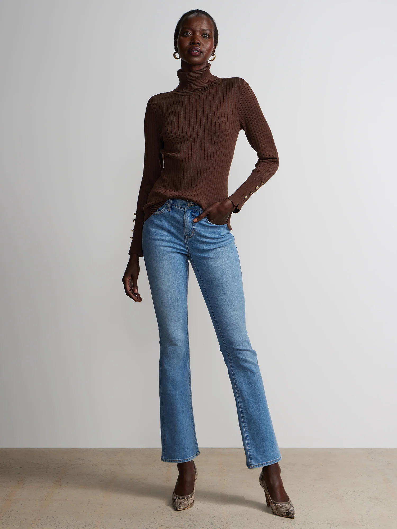 Petite Curvy High Rise Bootcut Jeans - Image 4