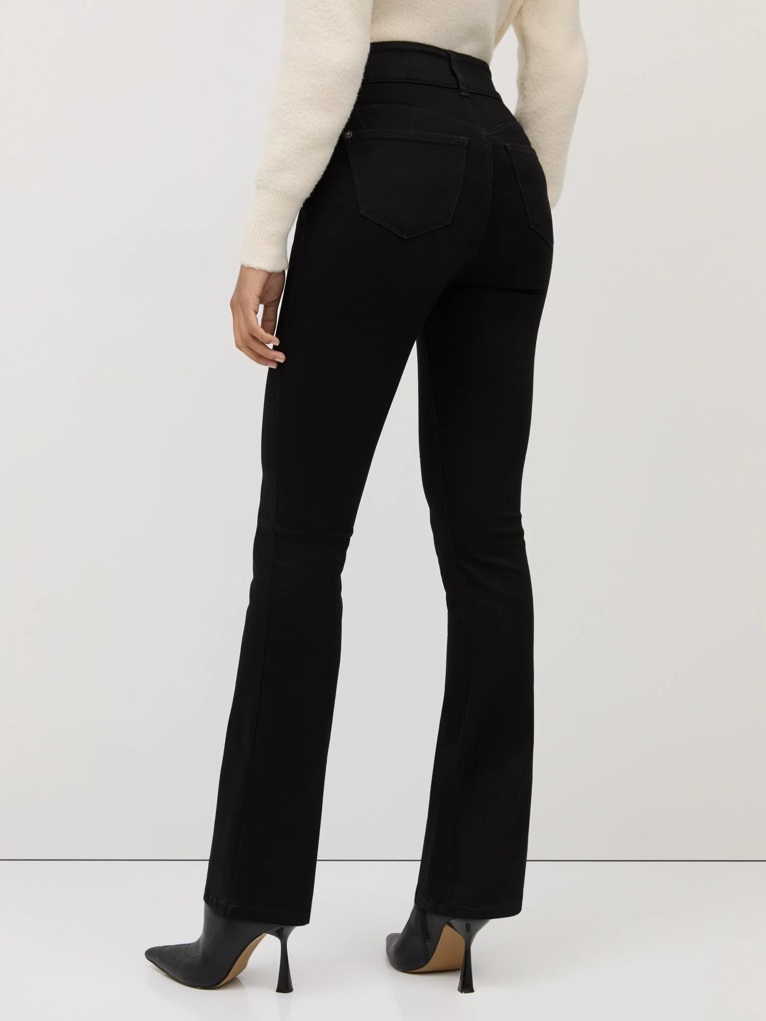 Petite Curvy High-Waisted Barely Bootcut Jeans - Black - Image 3