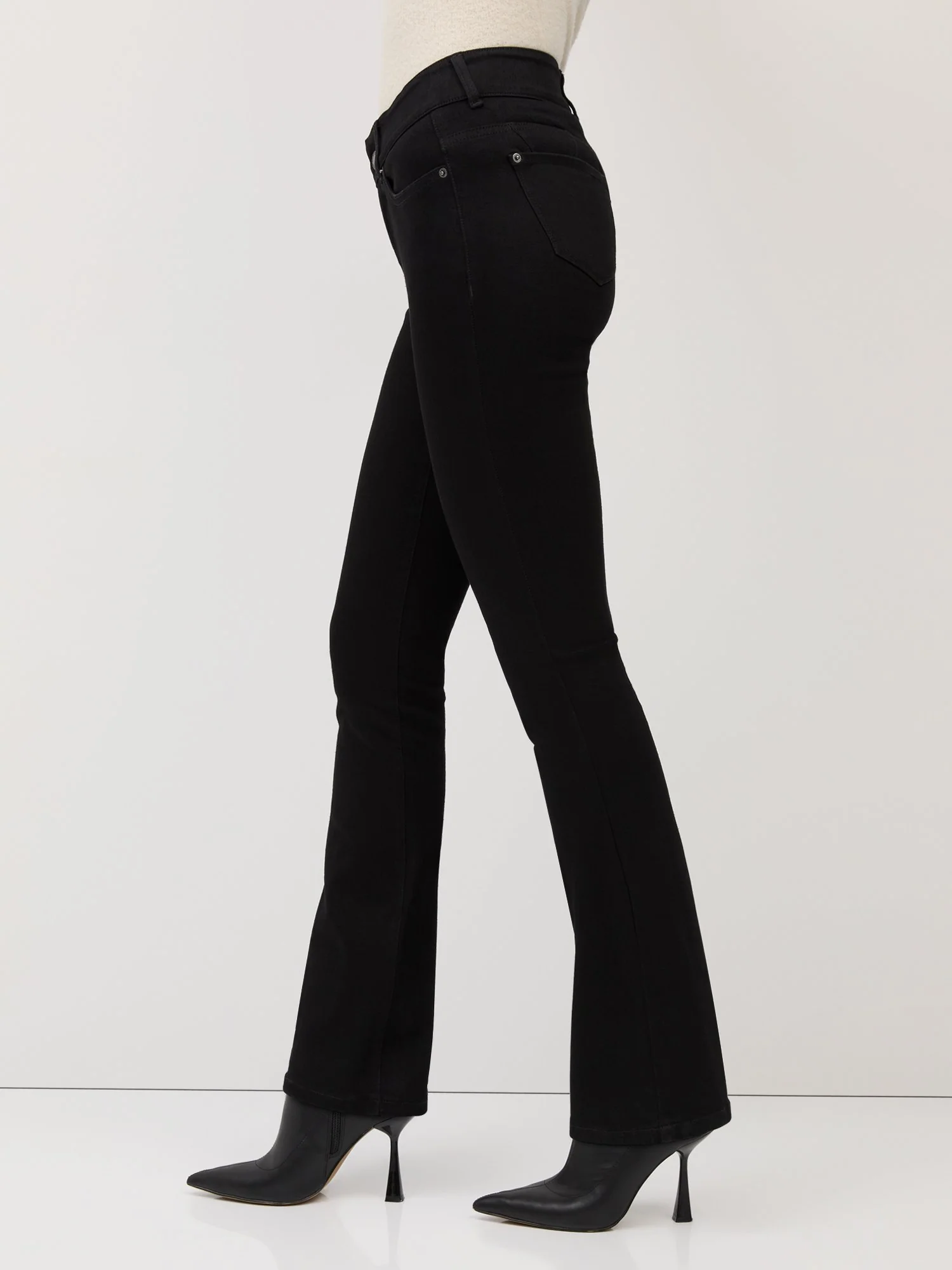 Petite Curvy High-Waisted Barely Bootcut Jeans - Black - Image 4