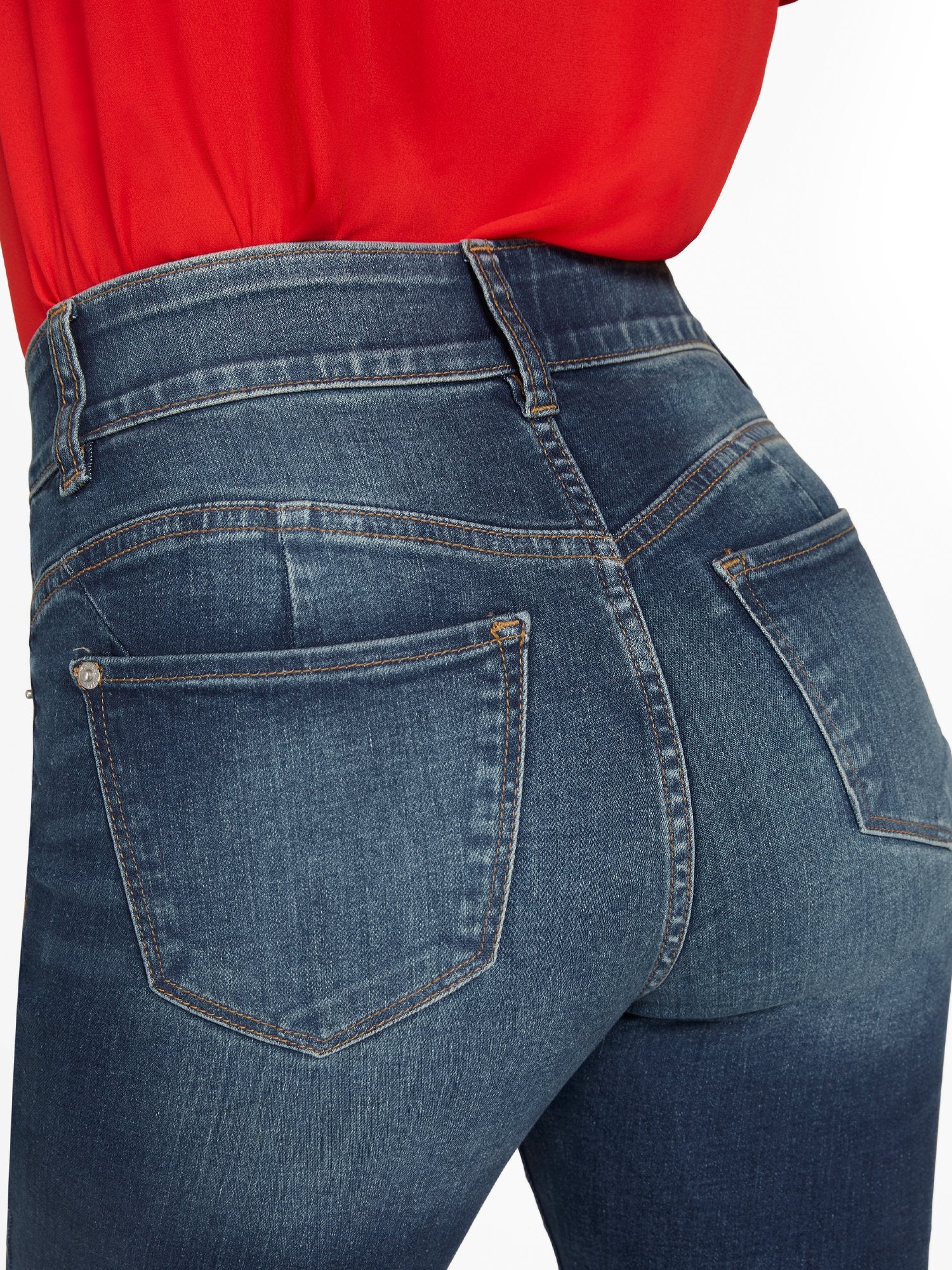 Petite Curvy High-Waisted Bootcut Jeans - Medium Wash - Image 4