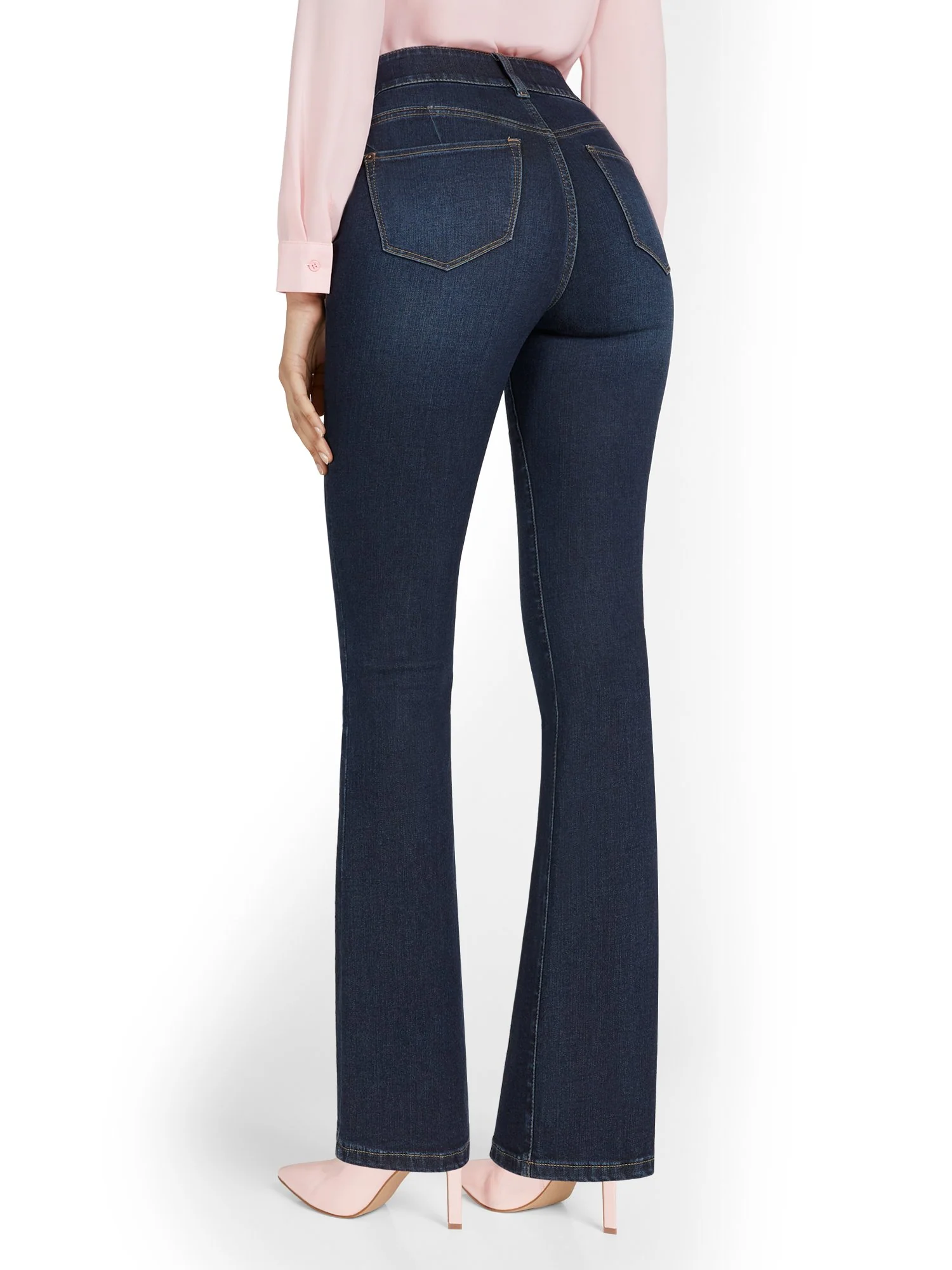 Petite Curvy High-Waisted Bootcut Jeans - Medium Wash - Image 3
