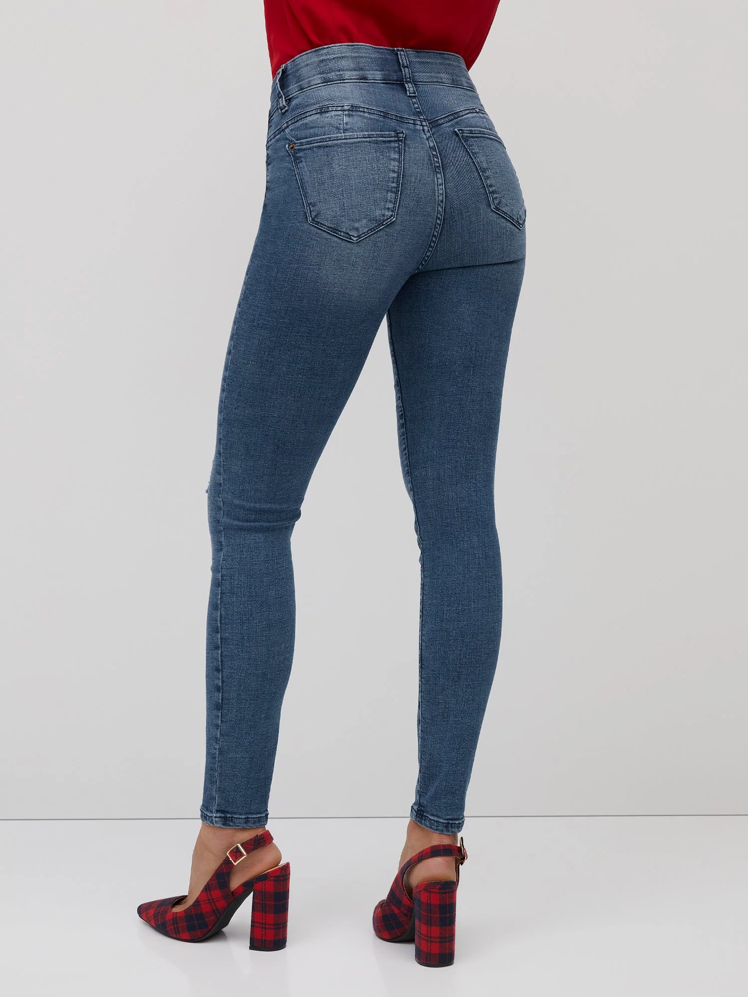 Petite Curvy High-Waisted Super-Skinny Jeans - Medium Wash - Image 3