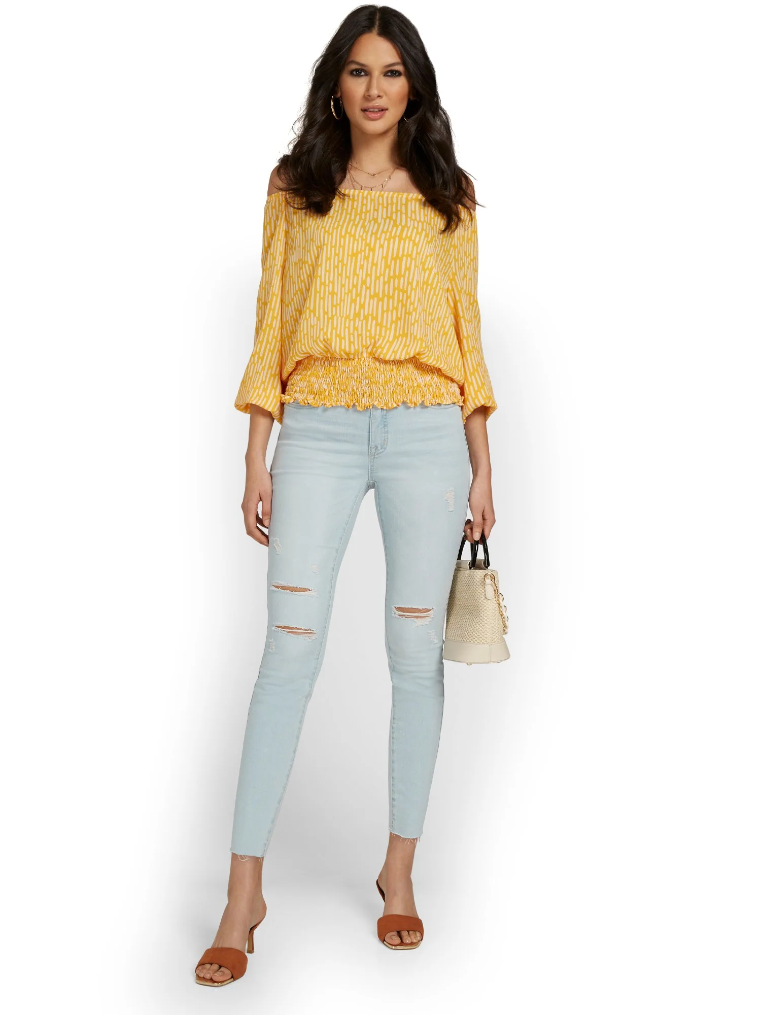 Petite Curvy Ultra High-Waisted Super-Skinny Ankle Jeans - Light Wash - Image 5