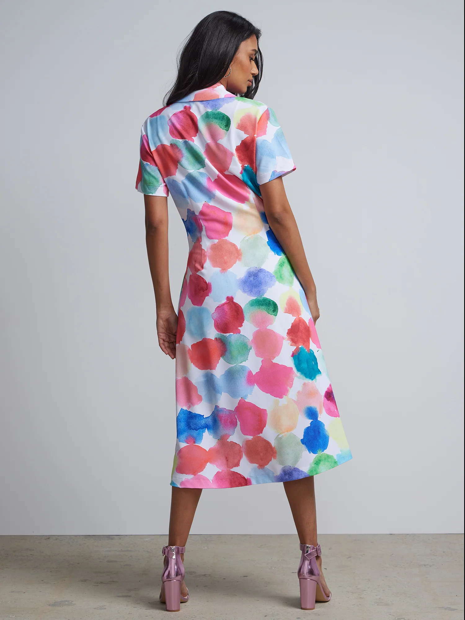 Petite Dot-Print Midi Shirtdress - Image 3