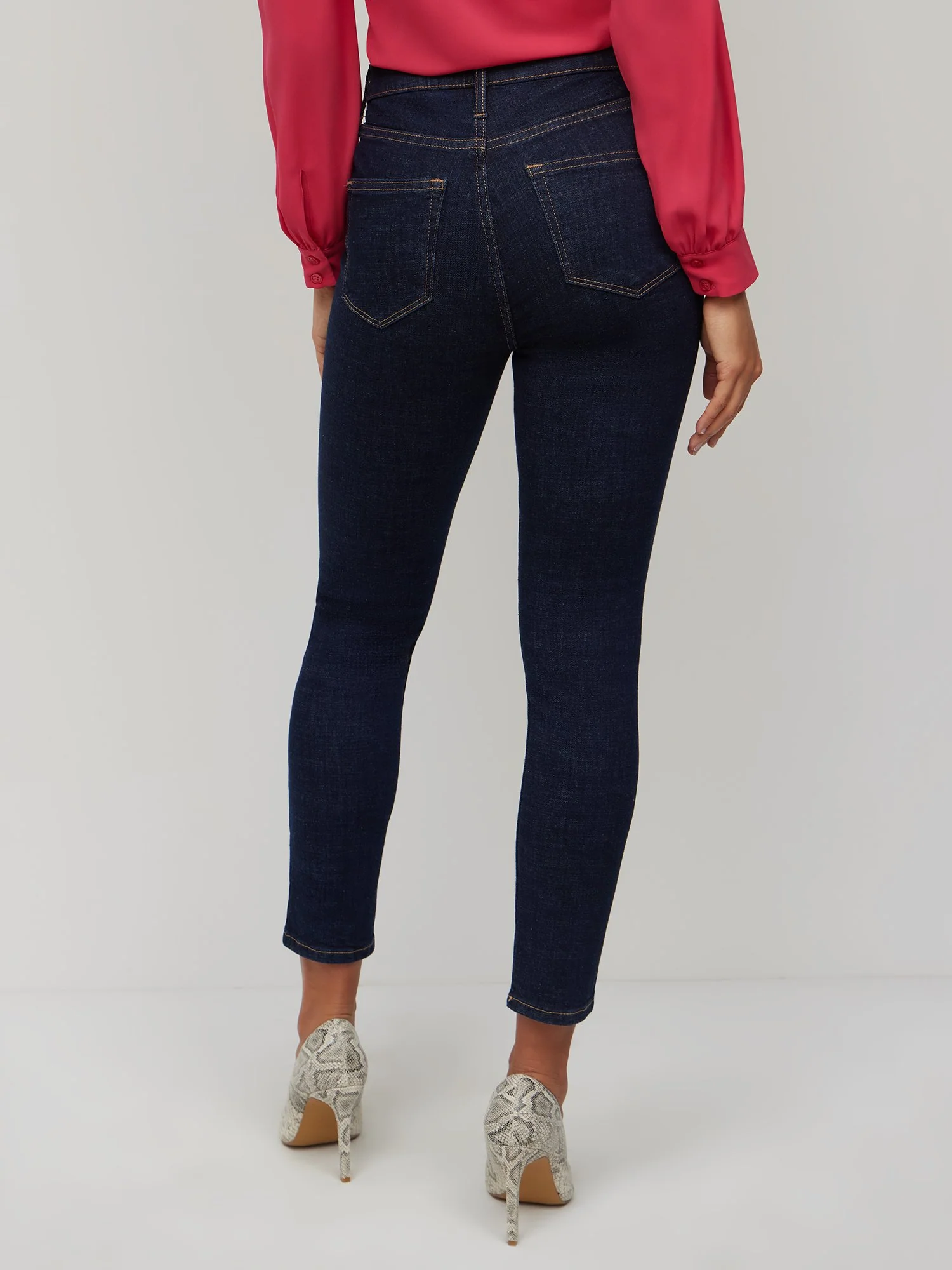 Petite Essential High-Waisted Skinny Ankle Jeans - Dark Wash - Image 2