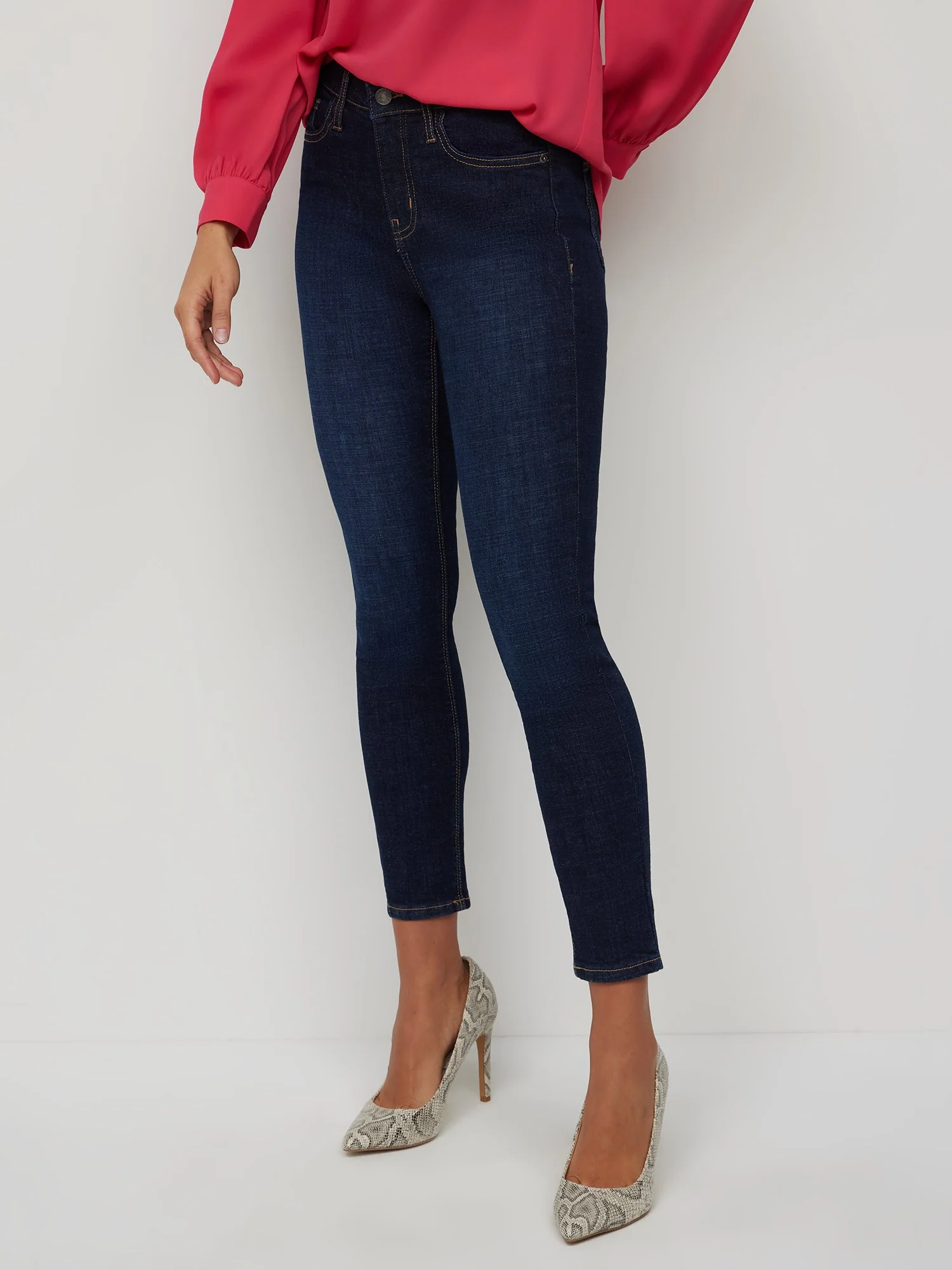 Petite Essential High-Waisted Skinny Ankle Jeans - Dark Wash - Image 3