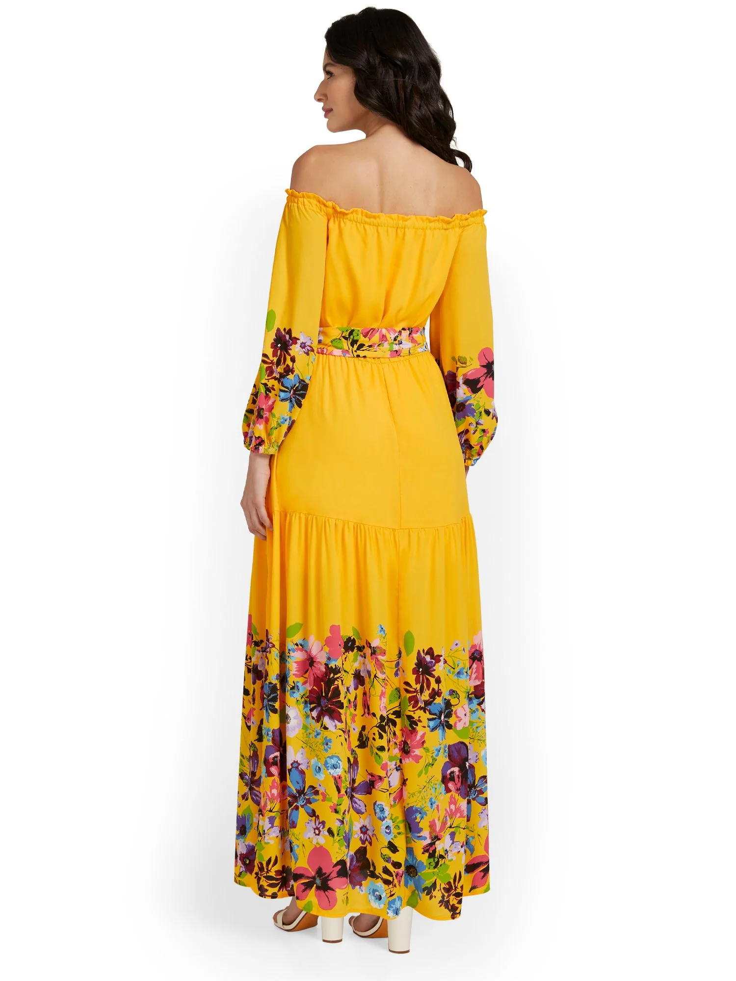 Petite Floral-Print Off-The-Shoulder Maxi Dress - Image 3