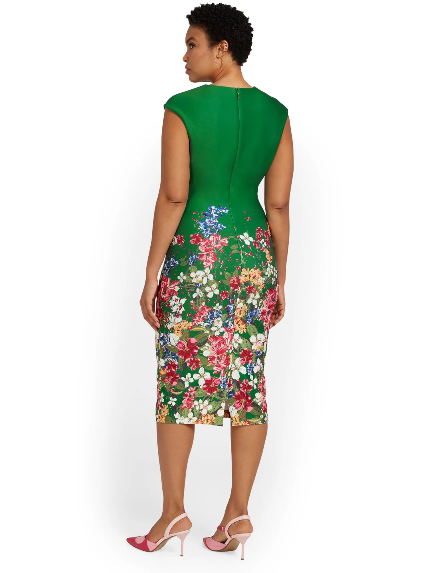 Petite Floral-Print V-Neck Sheath Dress - Image 3
