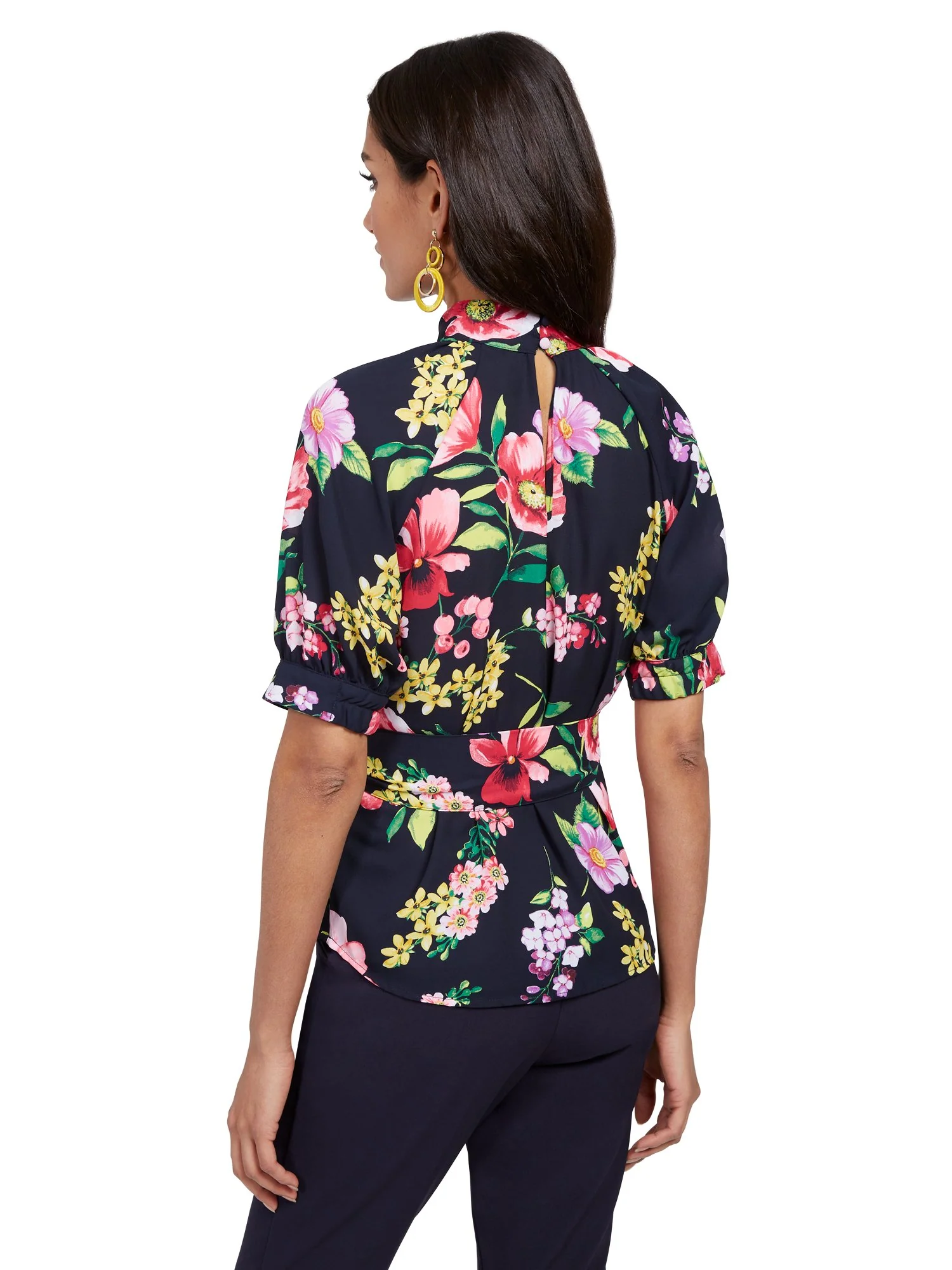 Petite Floral Puff-Sleeve Blouse - 7th Avenue - Image 6