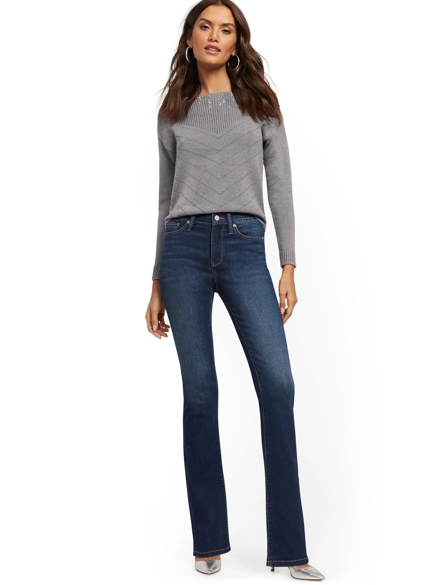 Petite High-Waisted Curvy Barely Bootcut Jeans - Bluebird Blue - Image 4