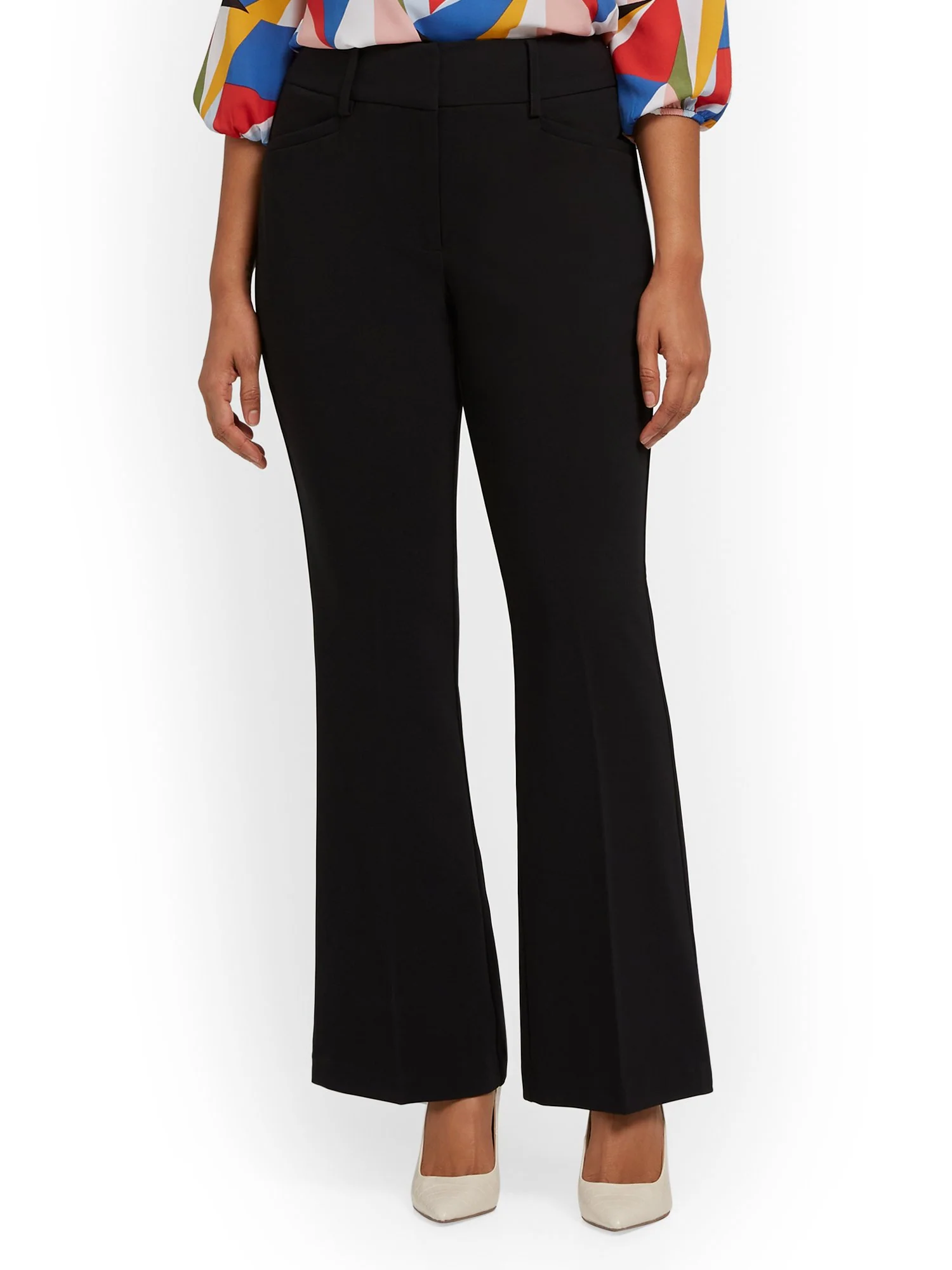 Petite High-Waisted Curvy-Fit Bootcut Pant - Premium Stretch