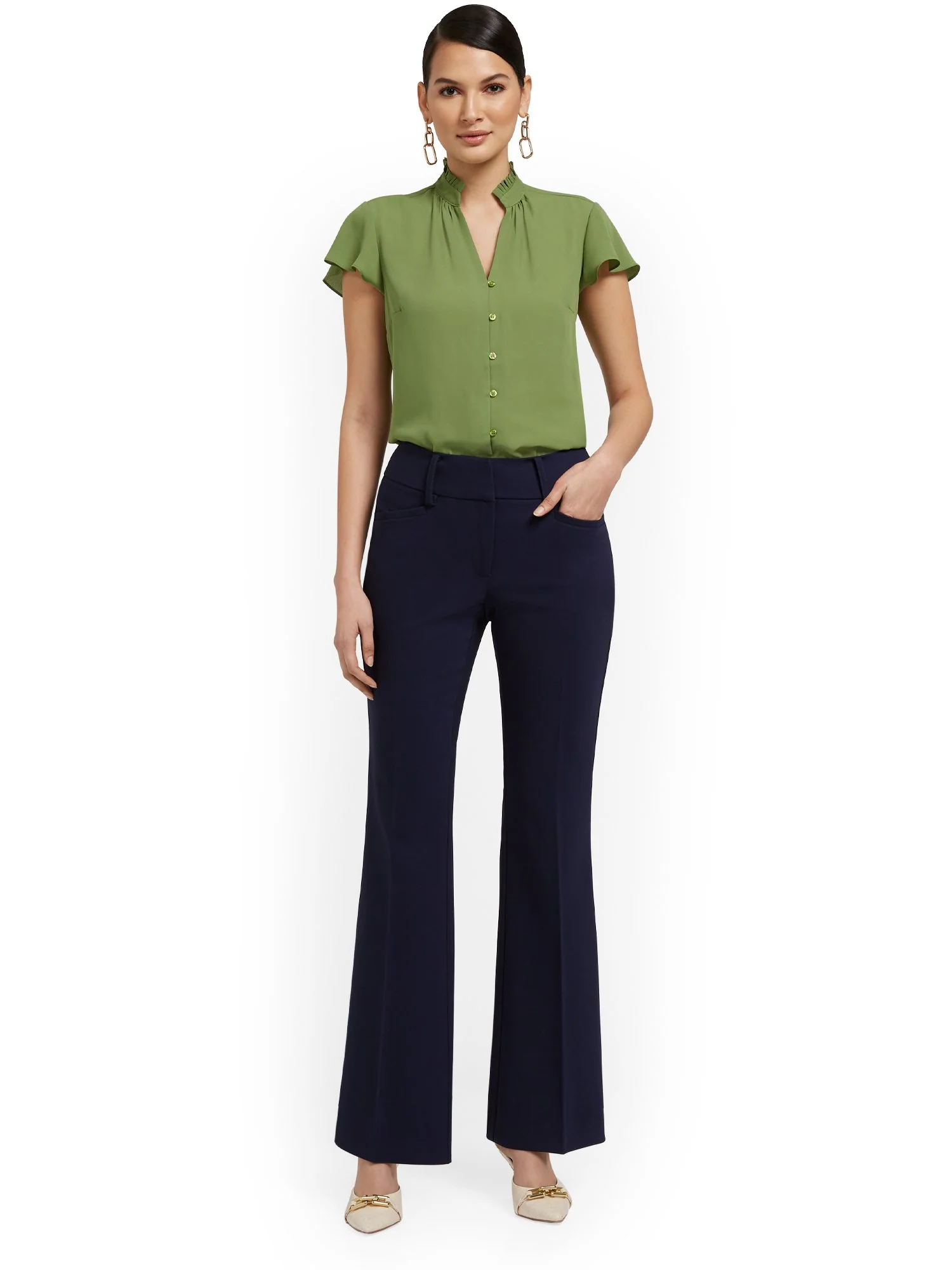 Petite High-Waisted Curvy-Fit Bootcut Pant - Premium Stretch - Image 12
