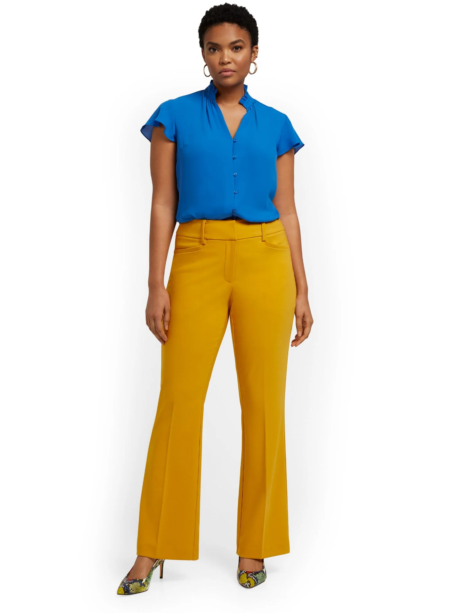 Petite High-Waisted Curvy-Fit Bootcut Pant - Premium Stretch - Image 16