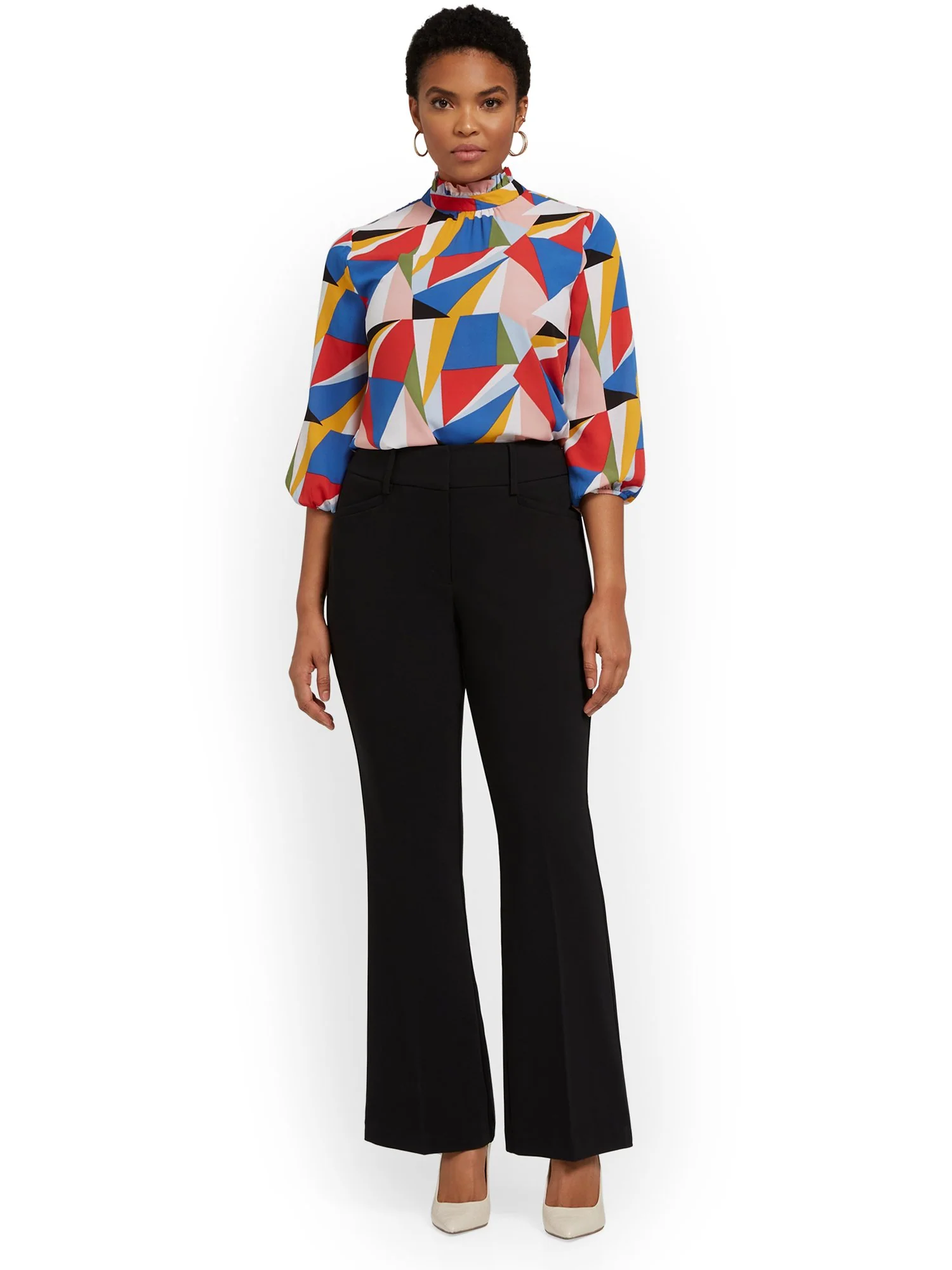 Petite High-Waisted Curvy-Fit Bootcut Pant - Premium Stretch - Image 4