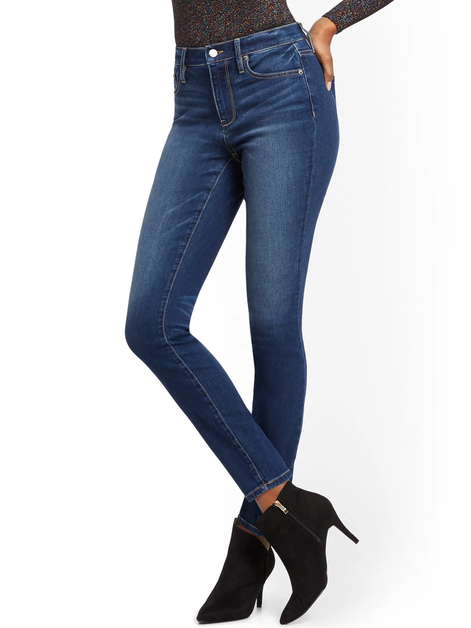 Petite High-Waisted Curvy Skinny Jeans - Blue Oasis - Image 2