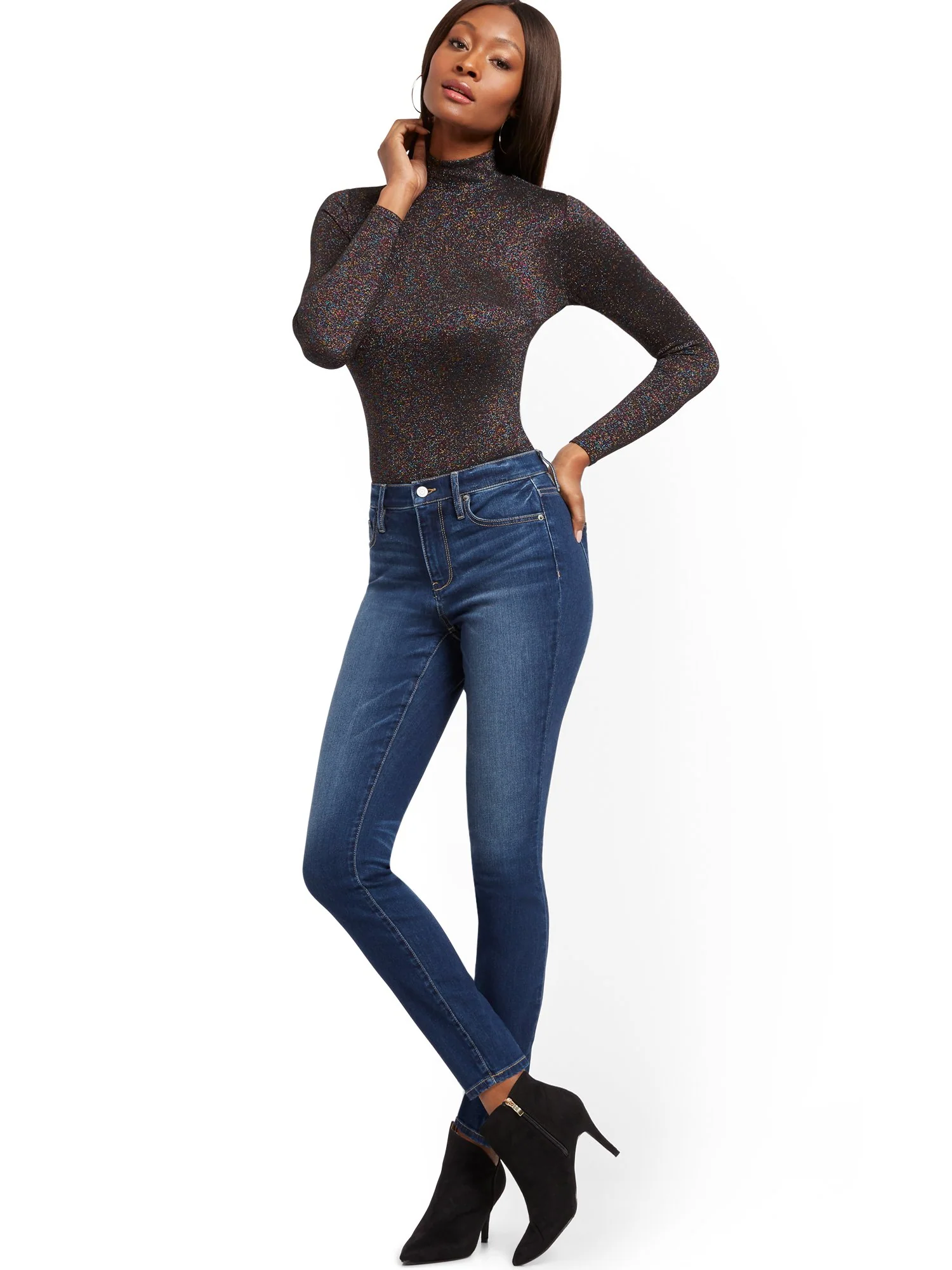 Petite High-Waisted Curvy Skinny Jeans - Blue Oasis - Image 4