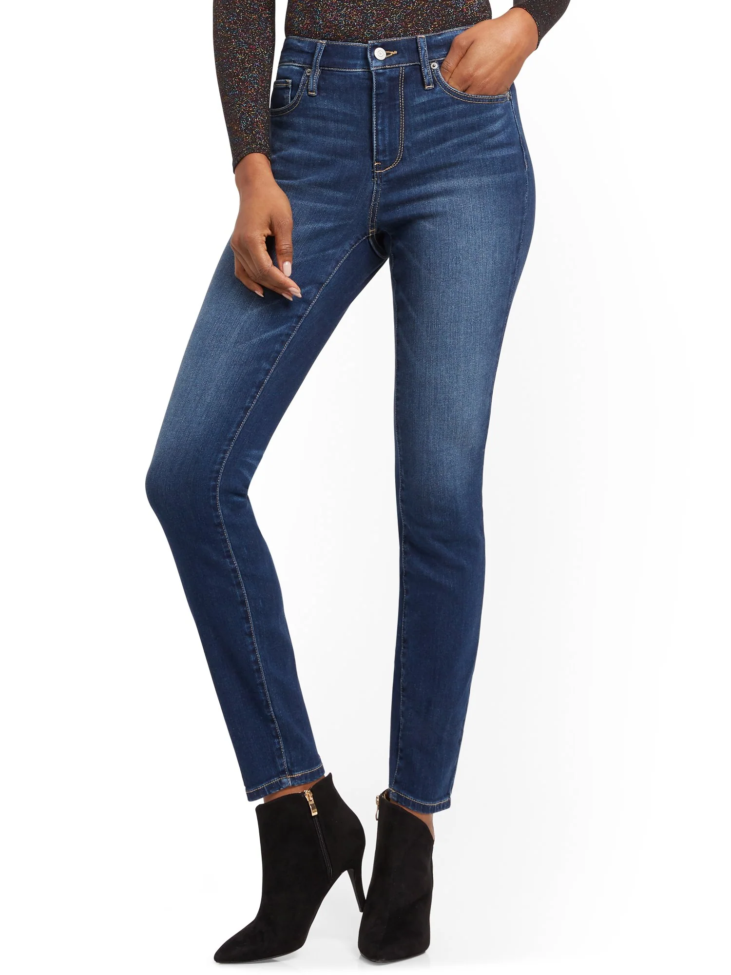 Petite High-Waisted Curvy Skinny Jeans - Blue Oasis - Image 5