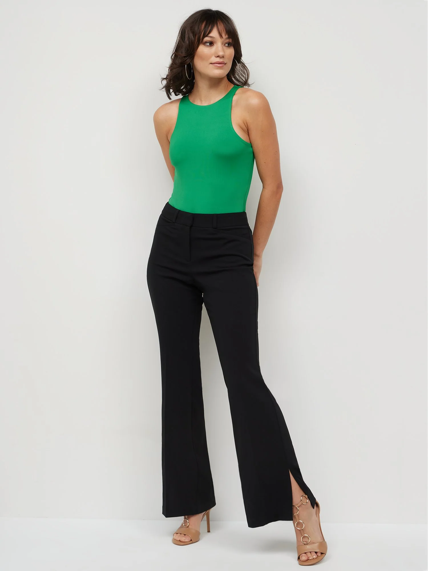 Petite High-Waisted Slit-Hem Flare Pant - Magic Crepe® - Image 5