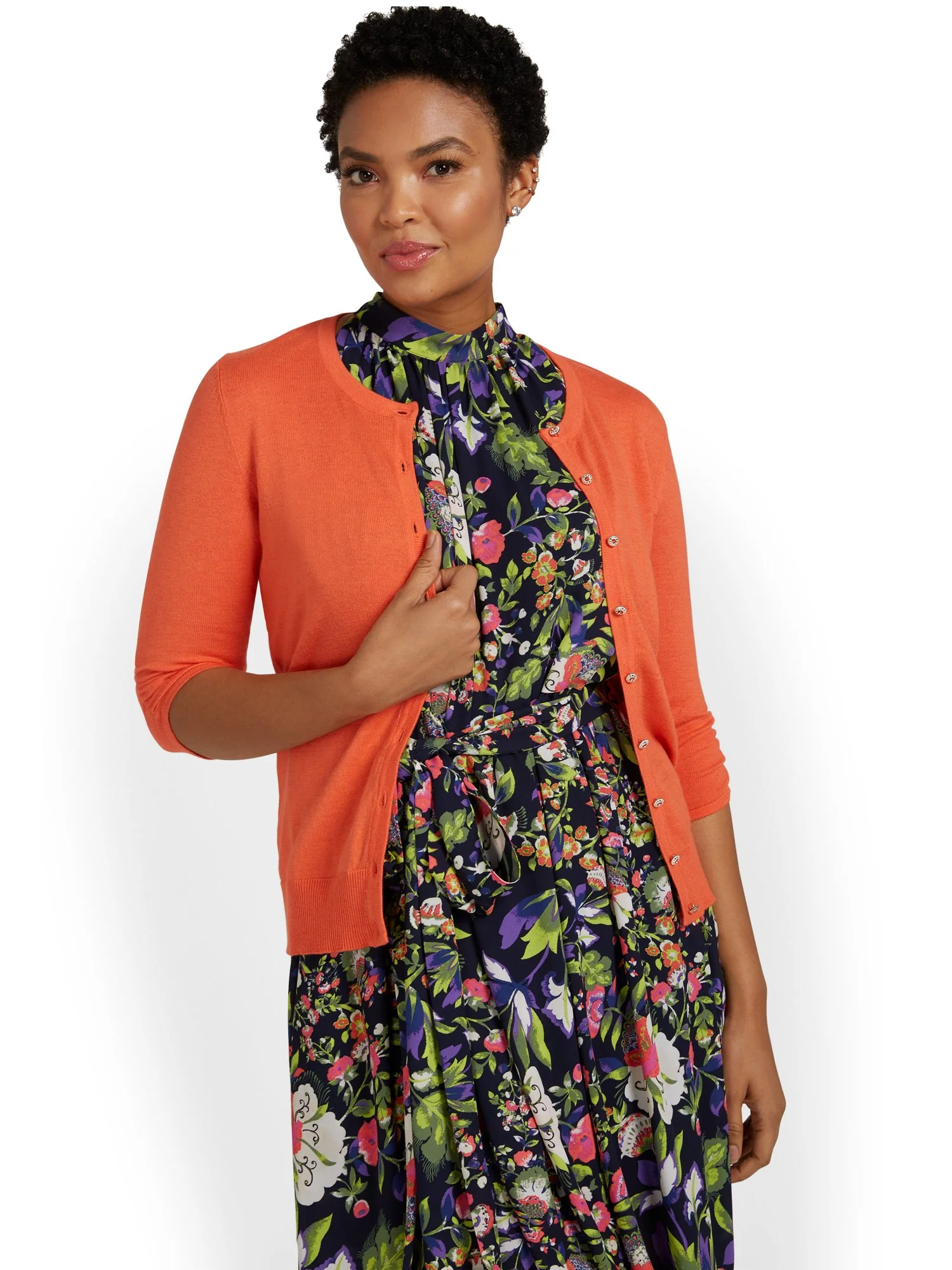 Petite Jeweled-Button Chelsea Crewneck Cardigan - Image 23
