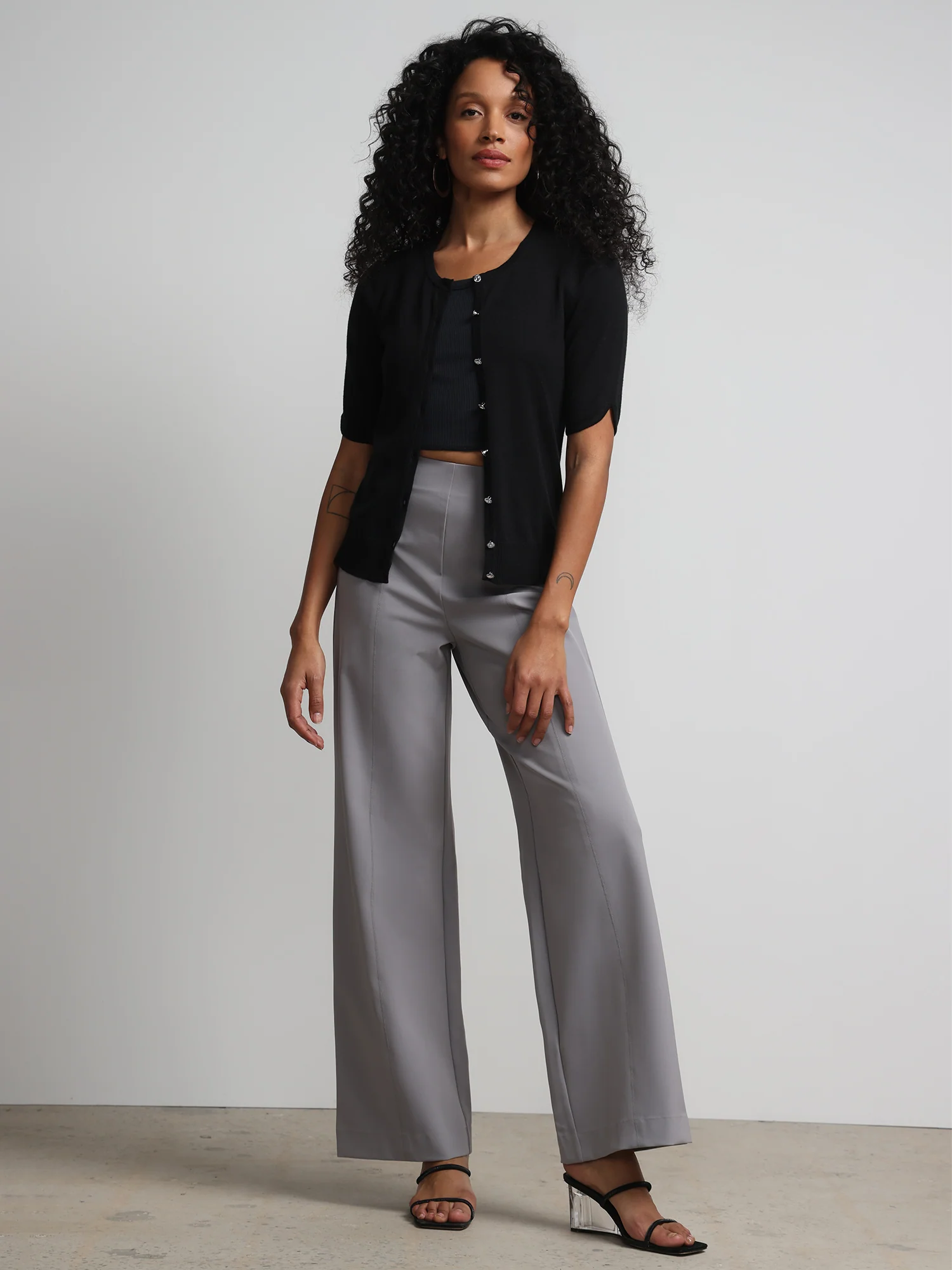 Petite Jeweled-Button Chelsea Crewneck Cardigan - Image 4