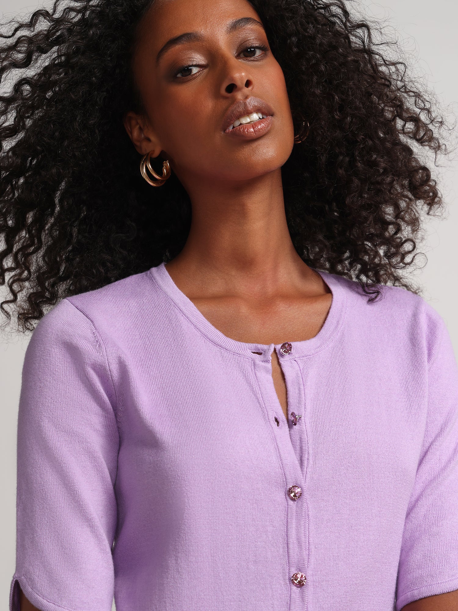 Petite Jeweled-Button Chelsea Crewneck Cardigan - Image 45