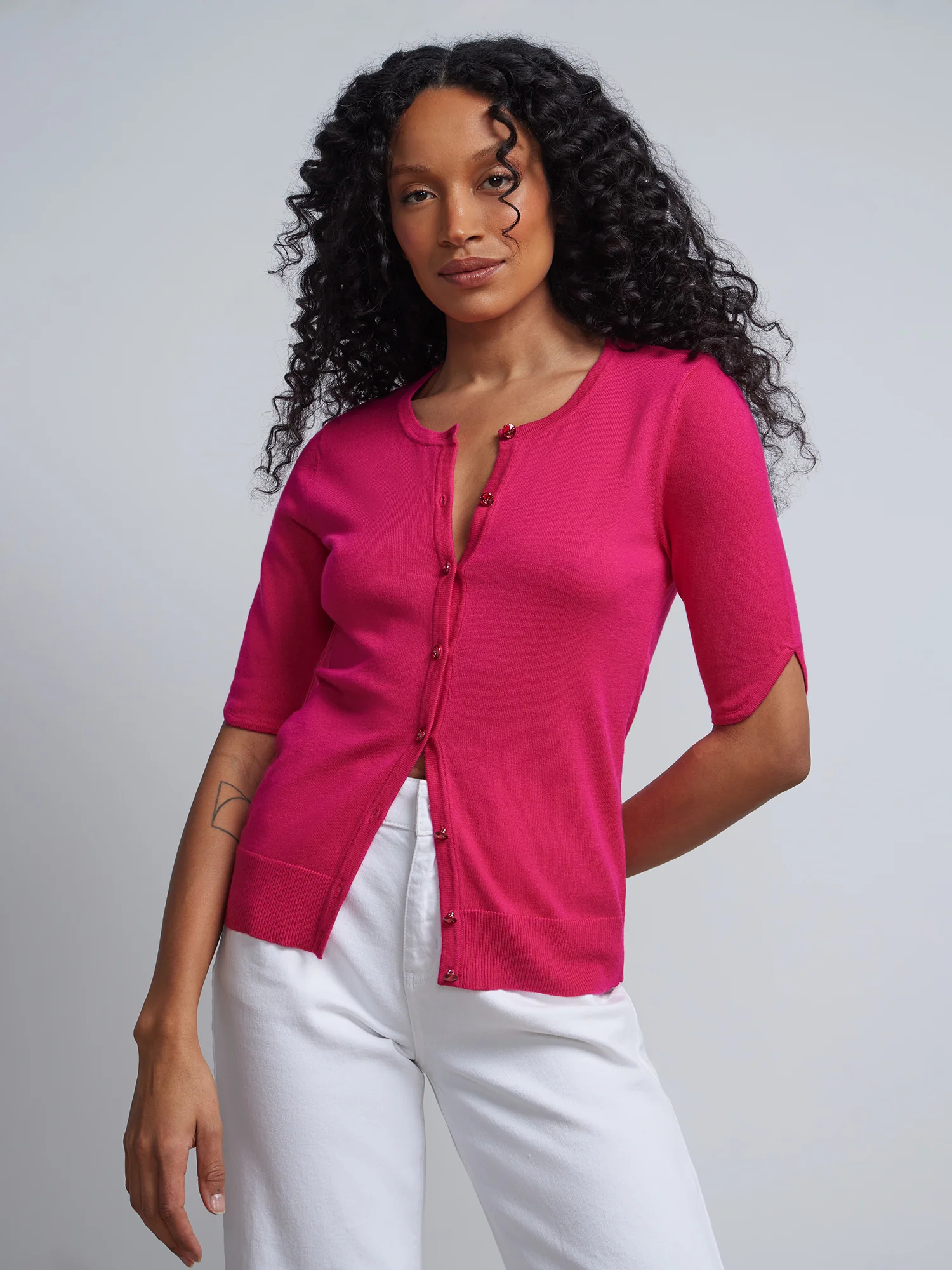 Petite Jeweled-Button Chelsea Crewneck Cardigan - Image 51