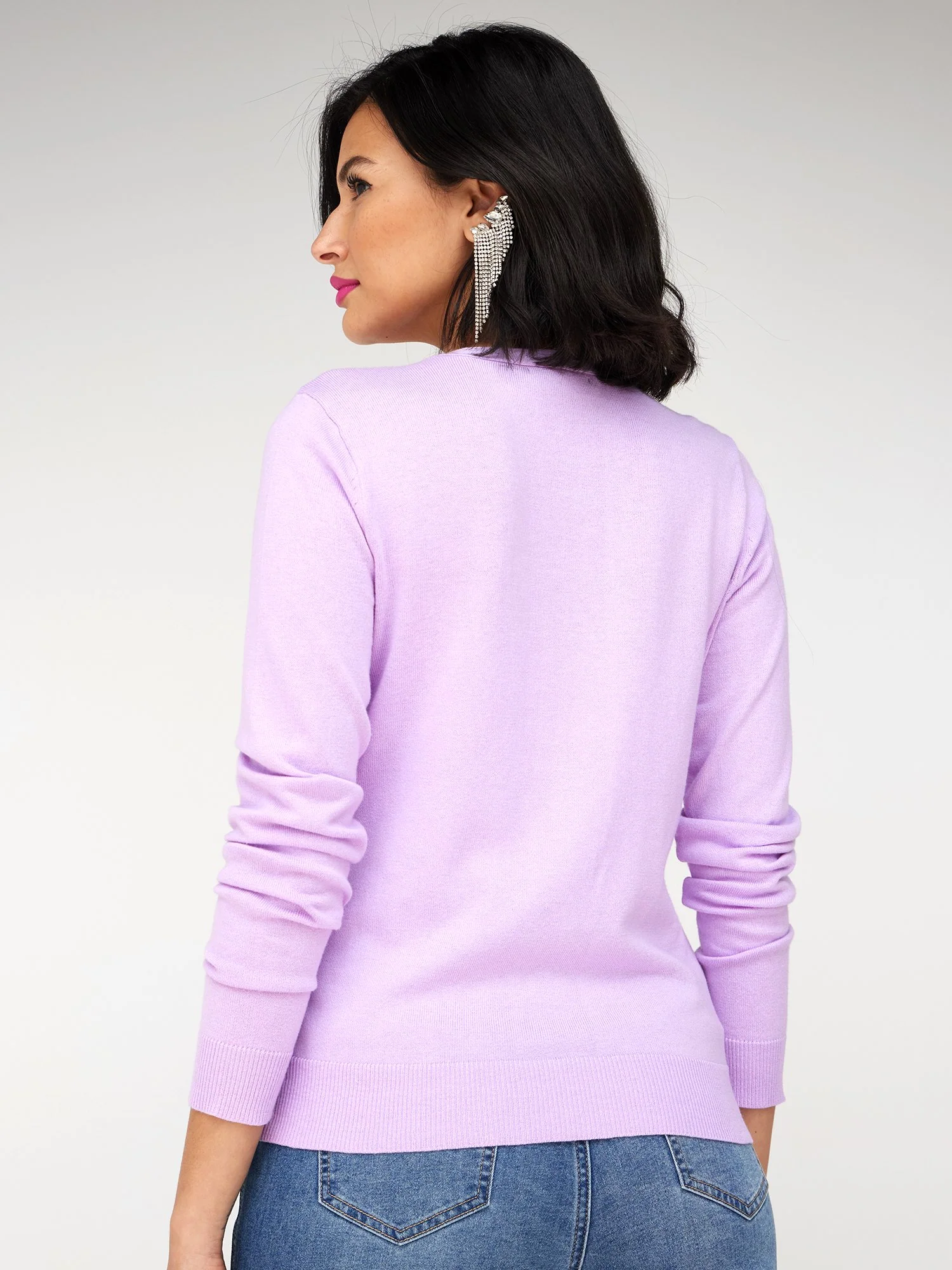Petite Jeweled-Button Chelsea V-Neck Cardigan - Image 25