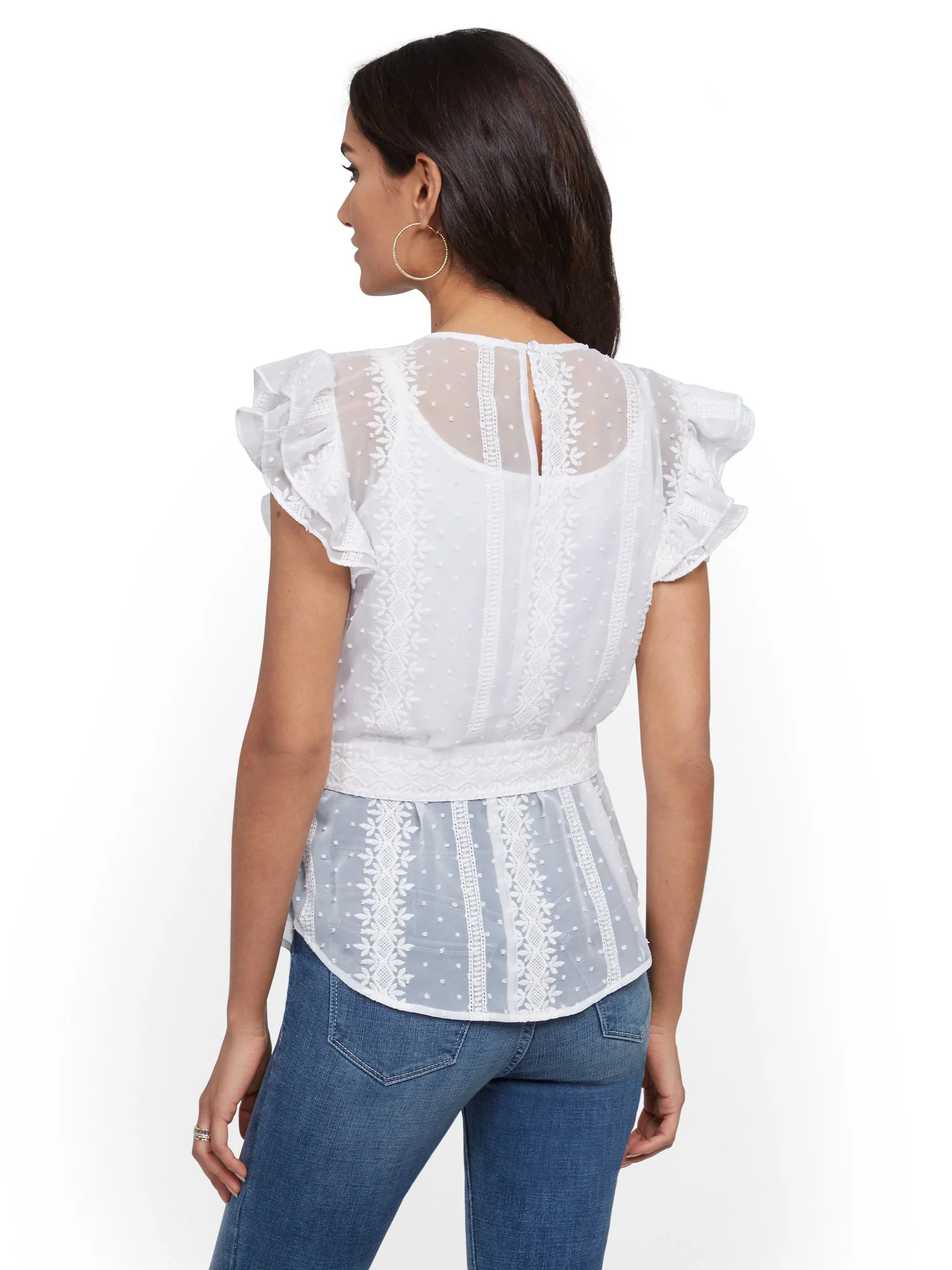 Petite Lace-Trim Ruffle Top - Lily & Cali - Image 3