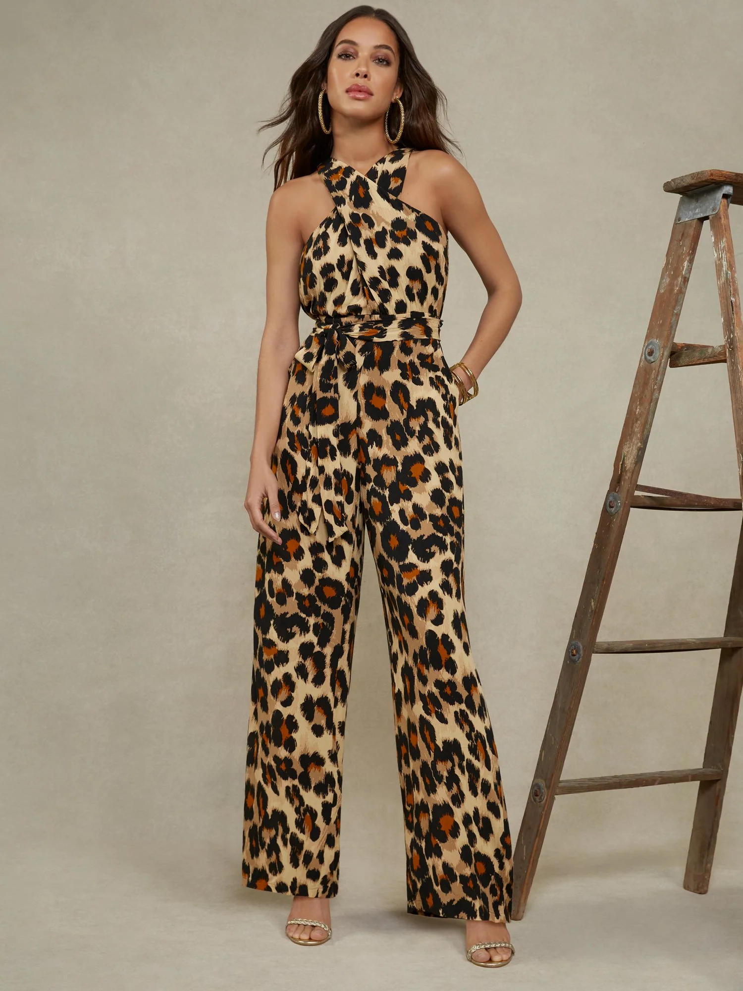 Petite Leopard-Print Gauze Jumpsuit - Image 2