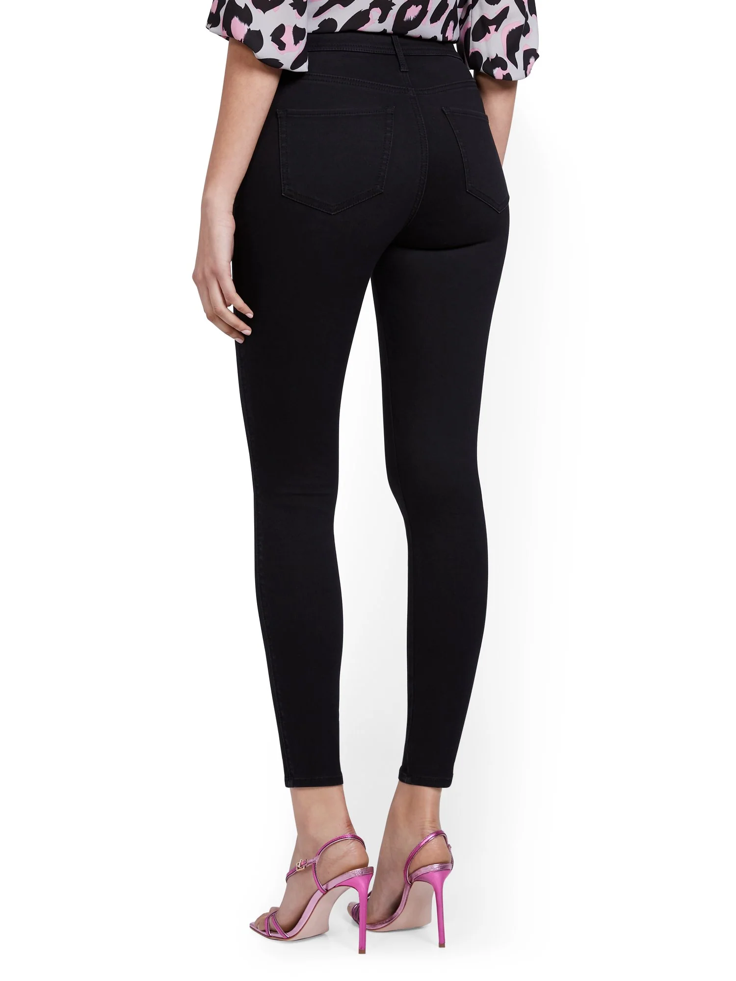 Petite Lexi High-Waisted Super-Skinny Ankle Jeans - Black Wash - Image 3