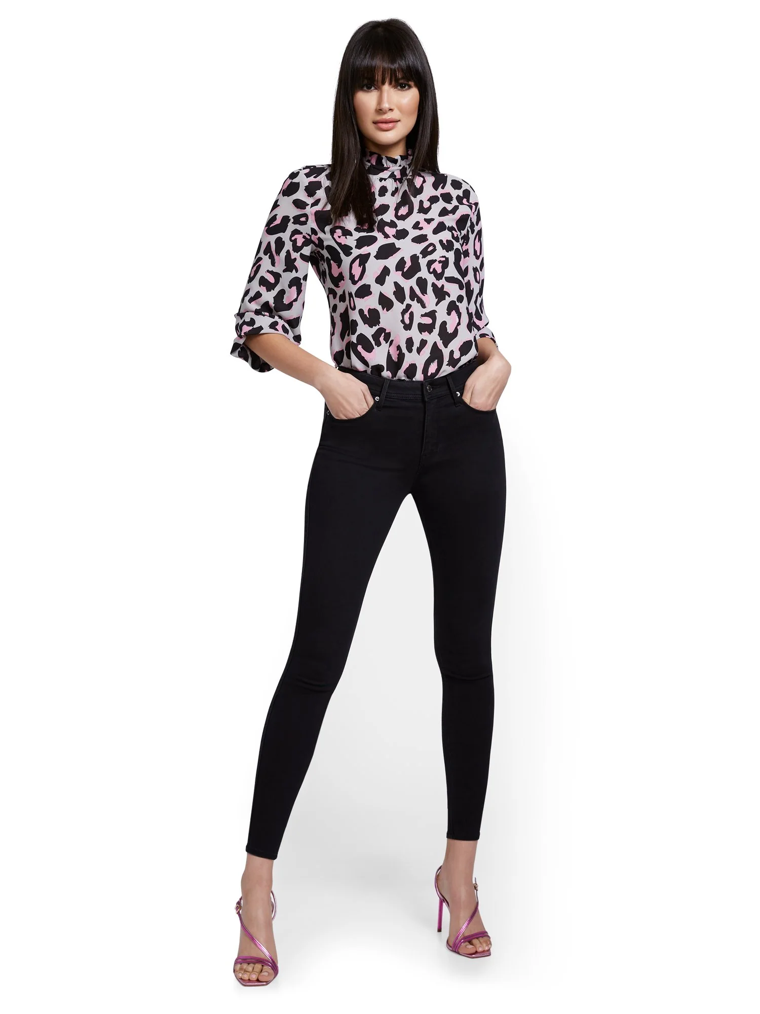 Petite Lexi High-Waisted Super-Skinny Ankle Jeans - Black Wash - Image 4