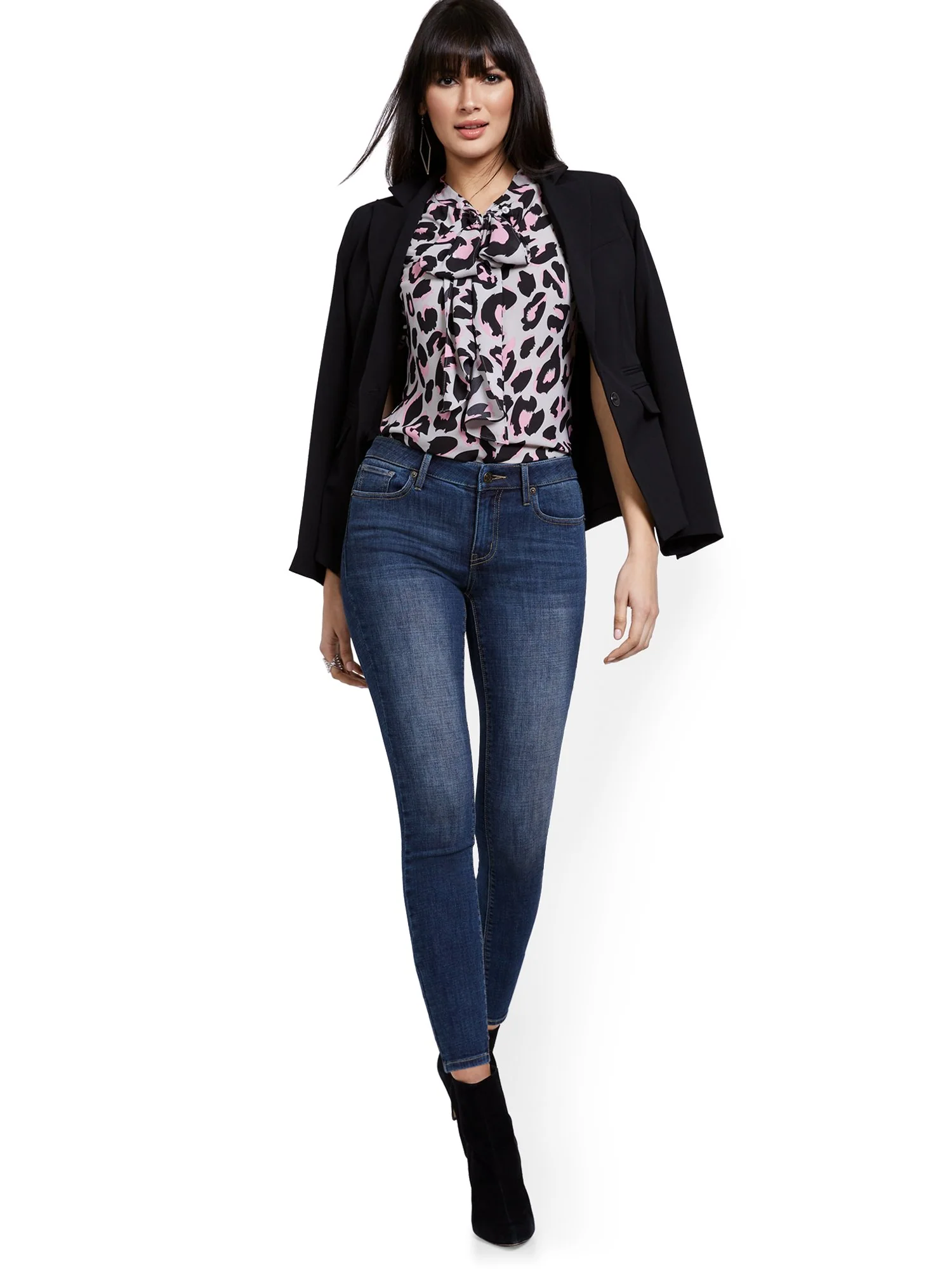 Petite Lexi Mid-Rise Super-Skinny Ankle Jeans - Blue Hustle - Image 4