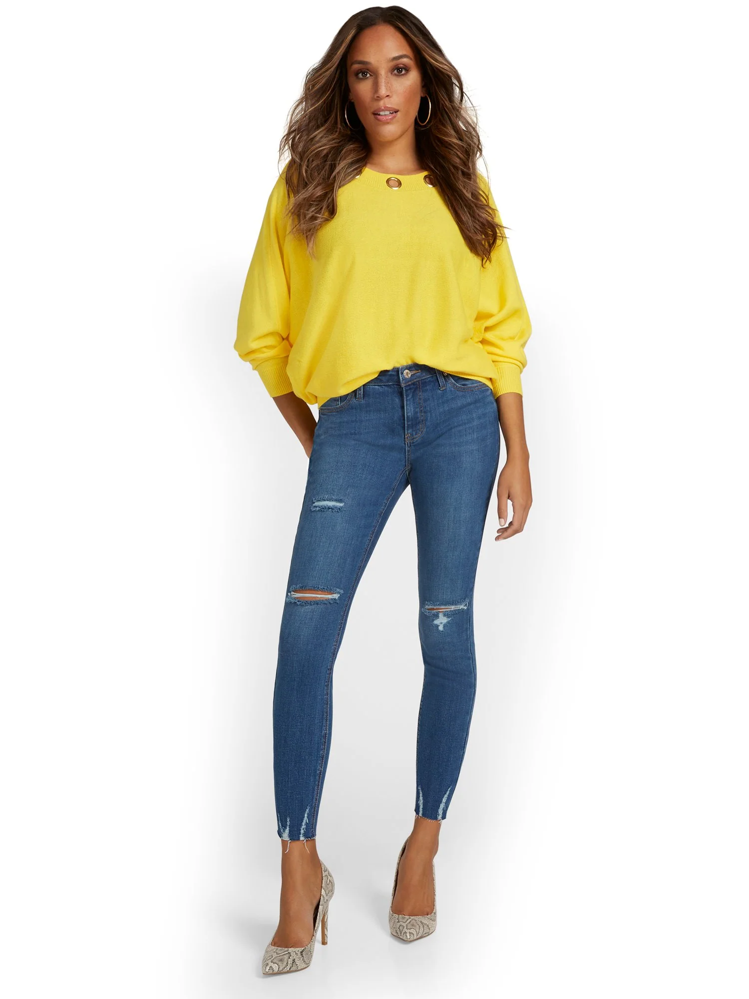 Petite Lexi Mid-Rise Super-Skinny Ankle Jeans - Dark Blue Wash - Image 4
