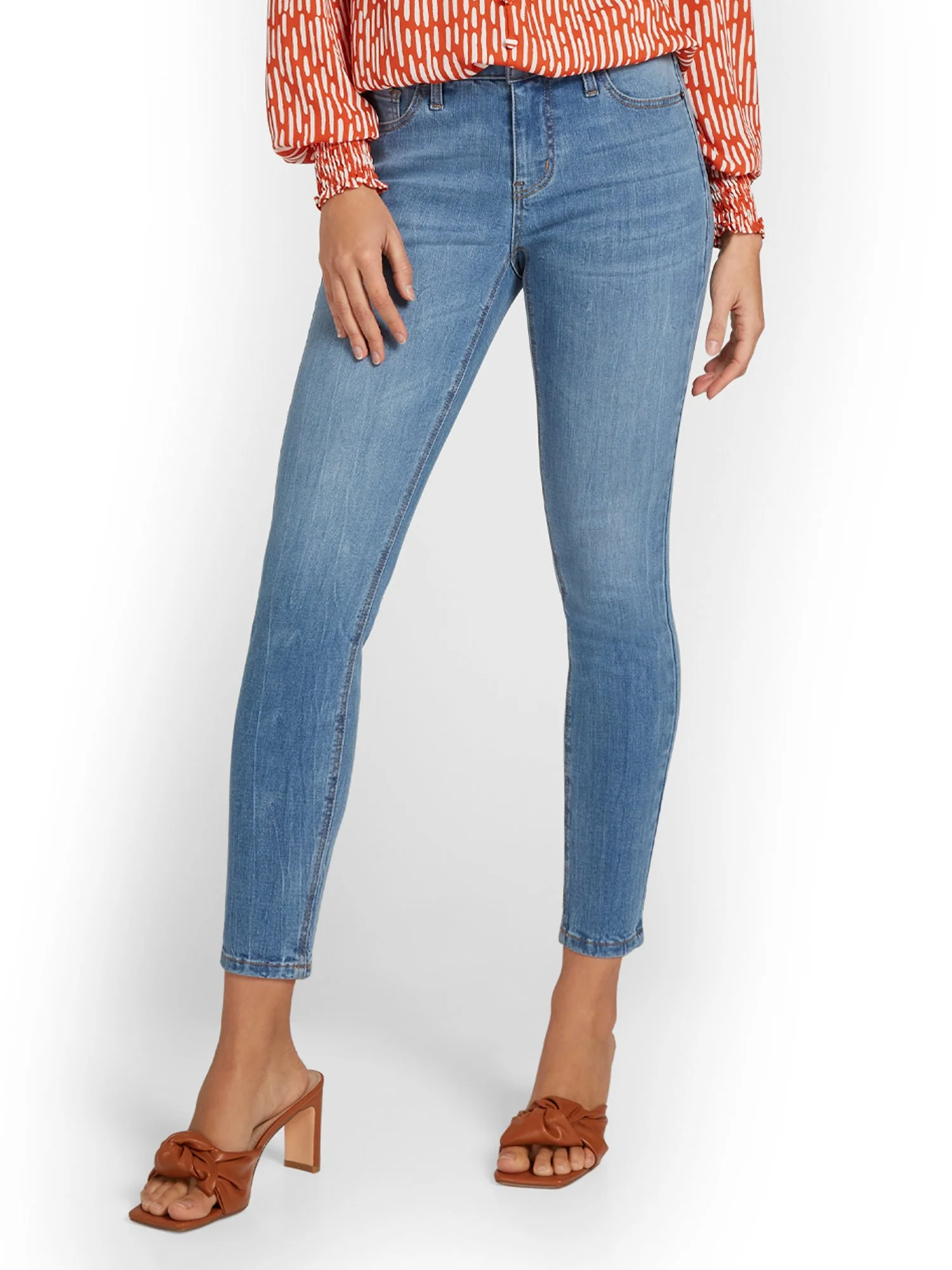 Petite Lexi Mid-Rise Super-Skinny Ankle Jeans - Medium Blue Wash