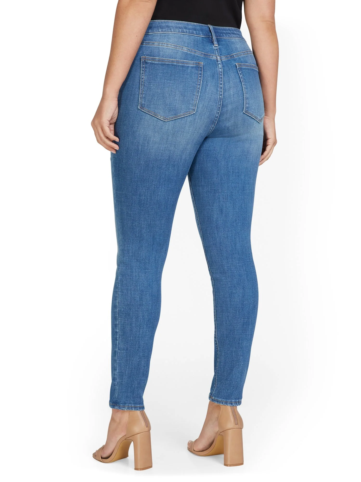 Petite Lexi Mid-Rise Super-Skinny Jeans - Medium Wash - Image 3