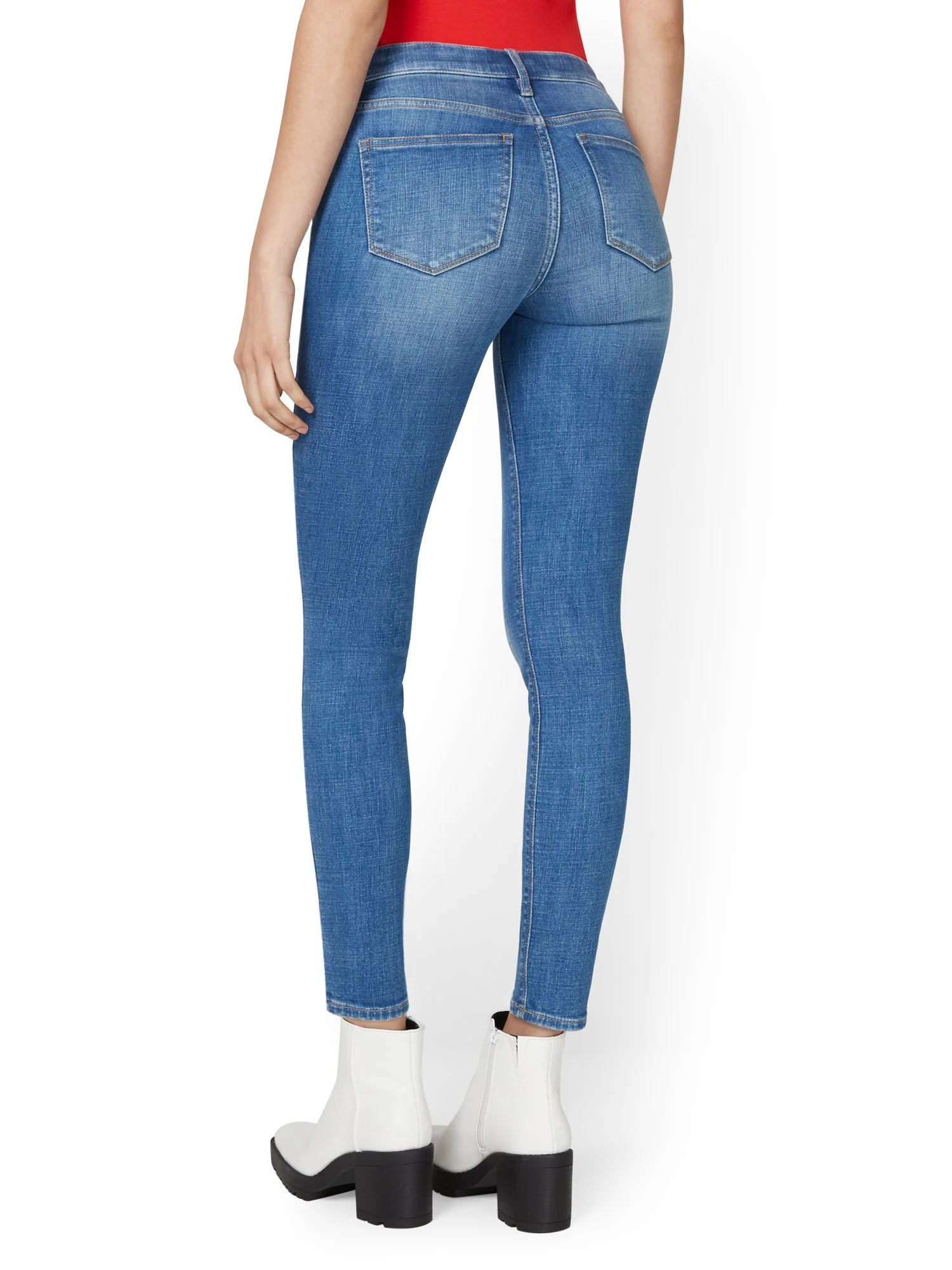 Petite Lexi Mid-Rise Super-Skinny Jeans - Medium Wash - Image 4