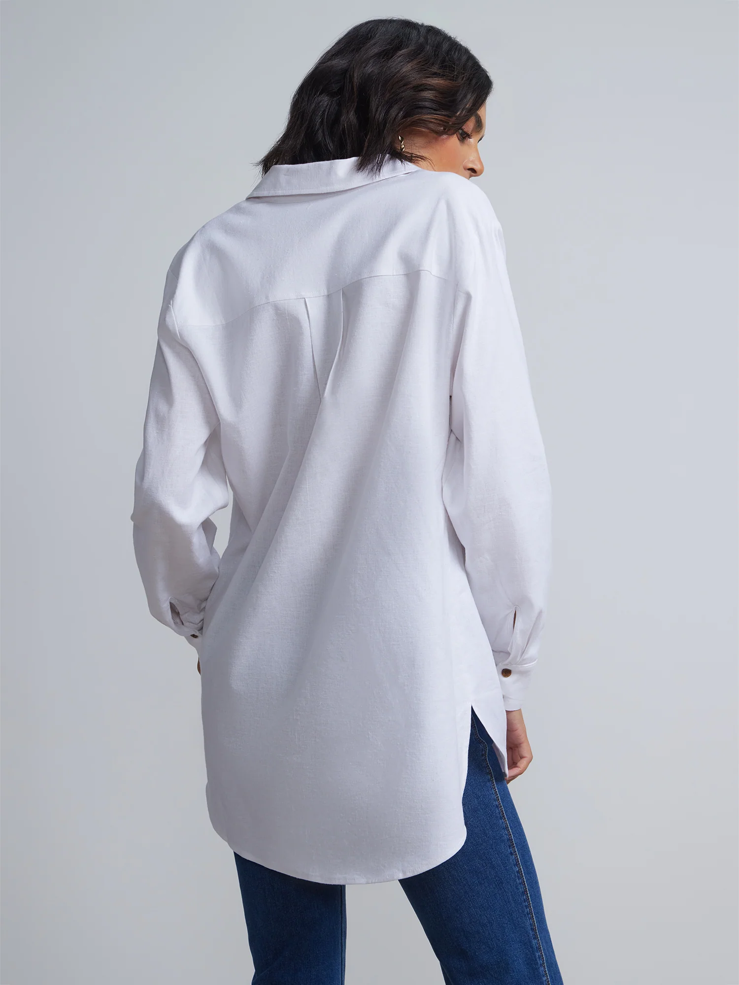 Petite Linen-Blend Boyfriend Button-Front - NY&C Madison Shirt® - Image 3