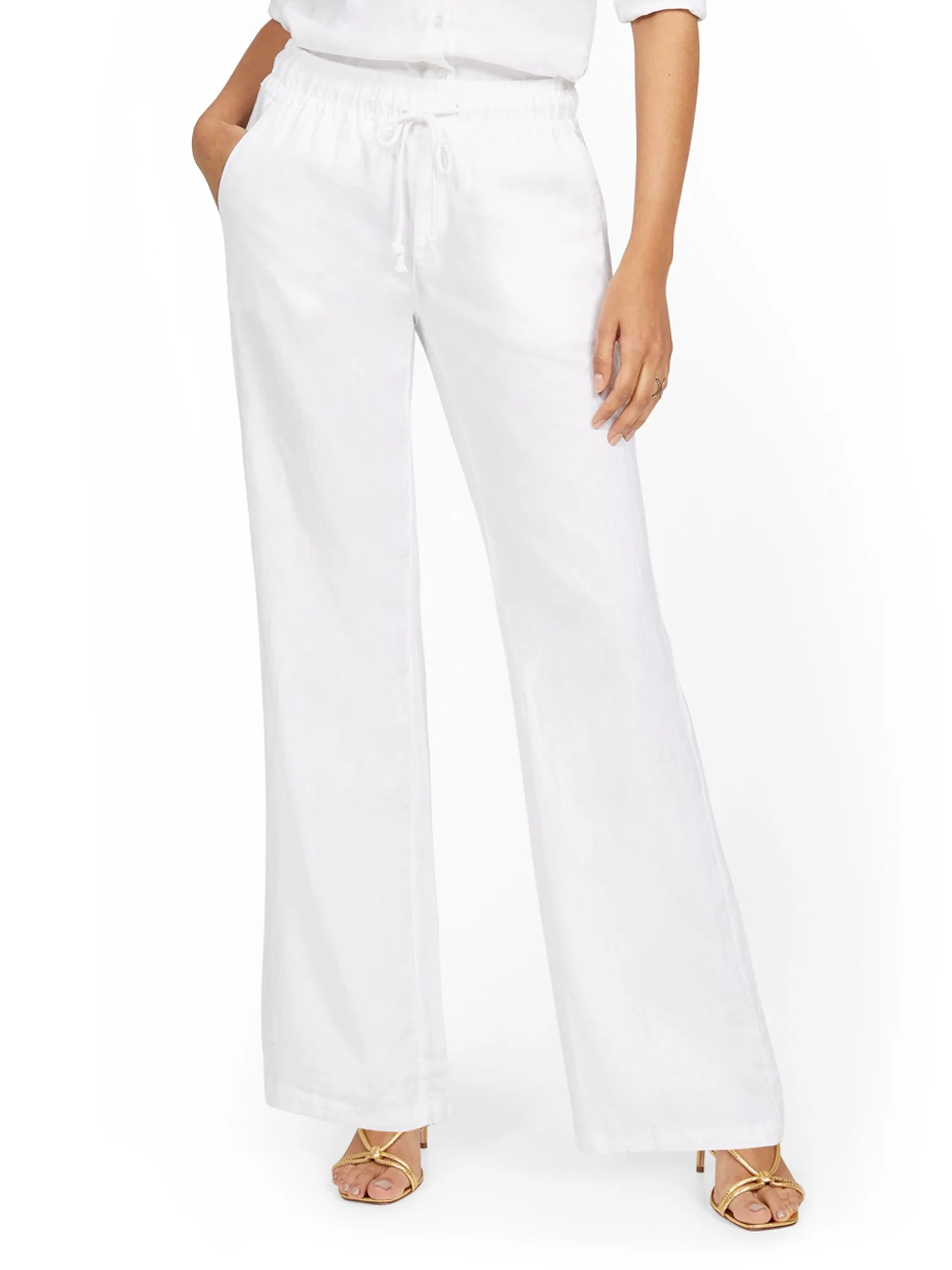 Petite Linen-Blend High-Waisted Drawstring Pant - Image 2